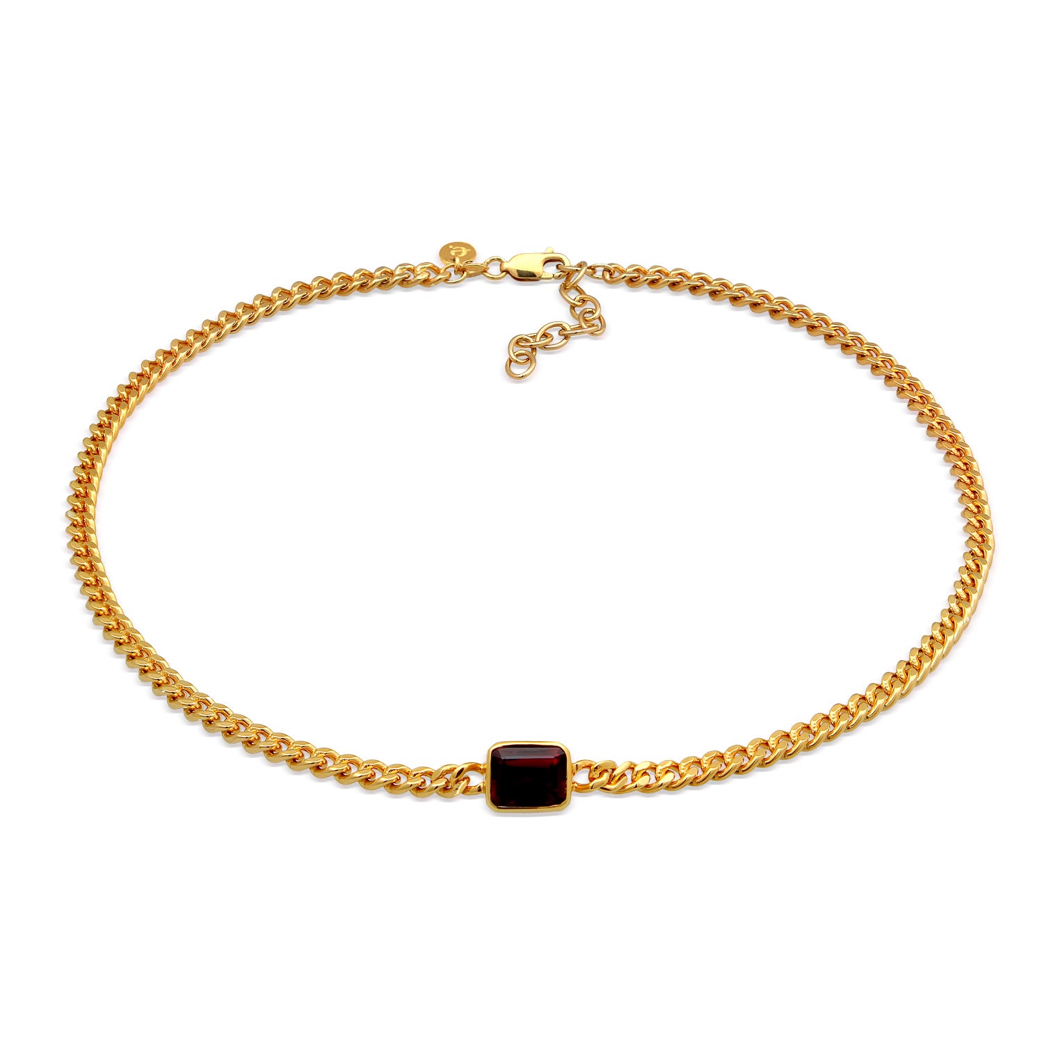 Gold - Elli PREMIUM | Choker Klassisch | Granat (Dunkelrot) | 925er Sterling Silber vergoldet