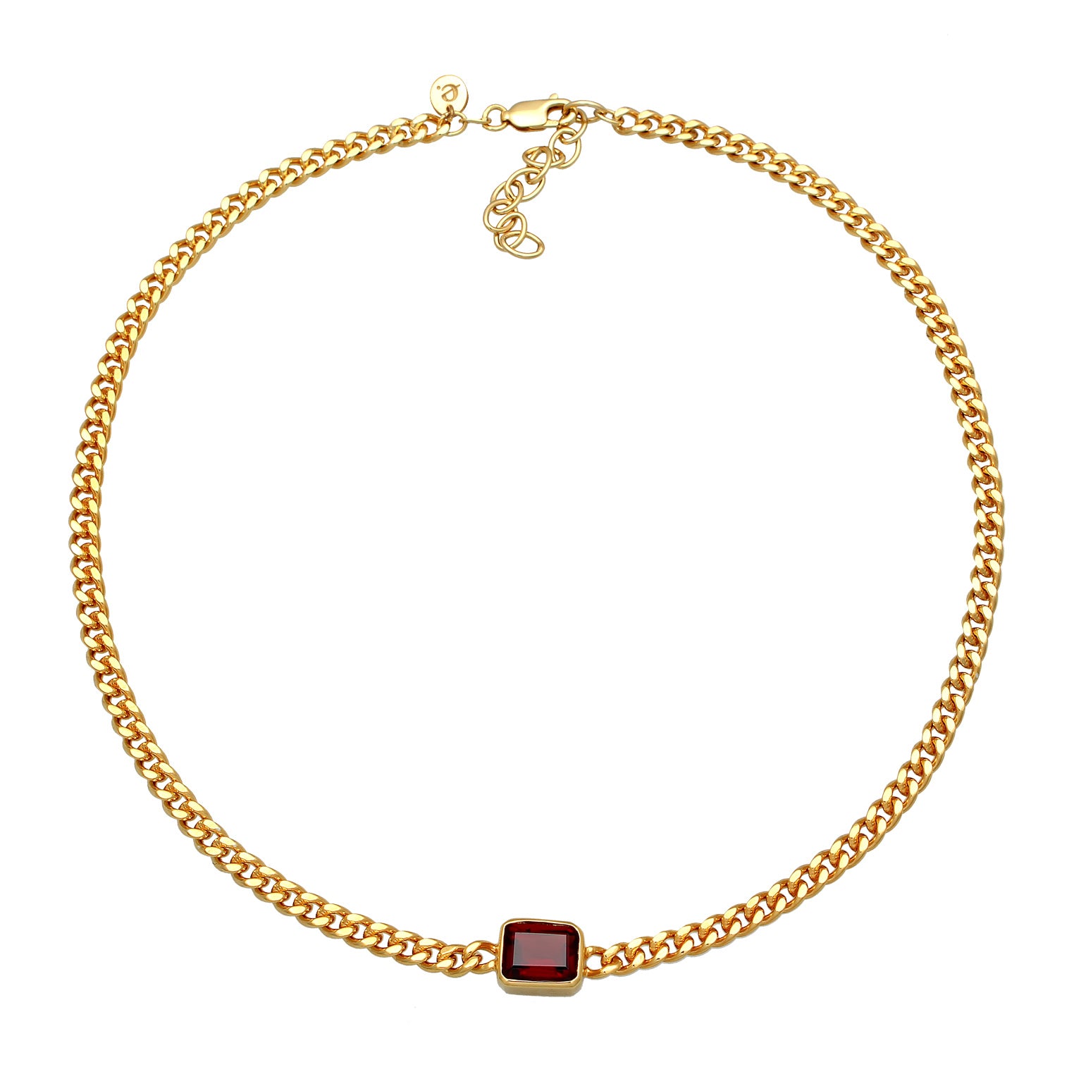 Gold - Elli PREMIUM | Choker Klassisch | Granat (Dunkelrot) | 925er Sterling Silber vergoldet