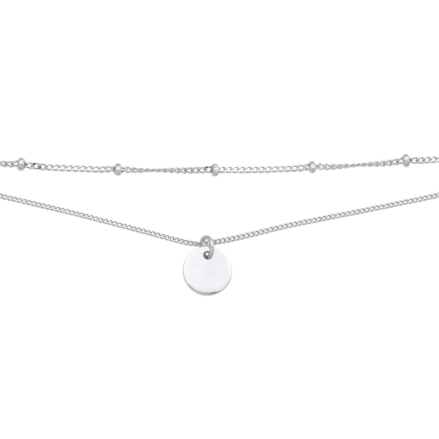 Silber - Elli | Layer-Choker Kugeln Plättchen | 925er Sterling Silber