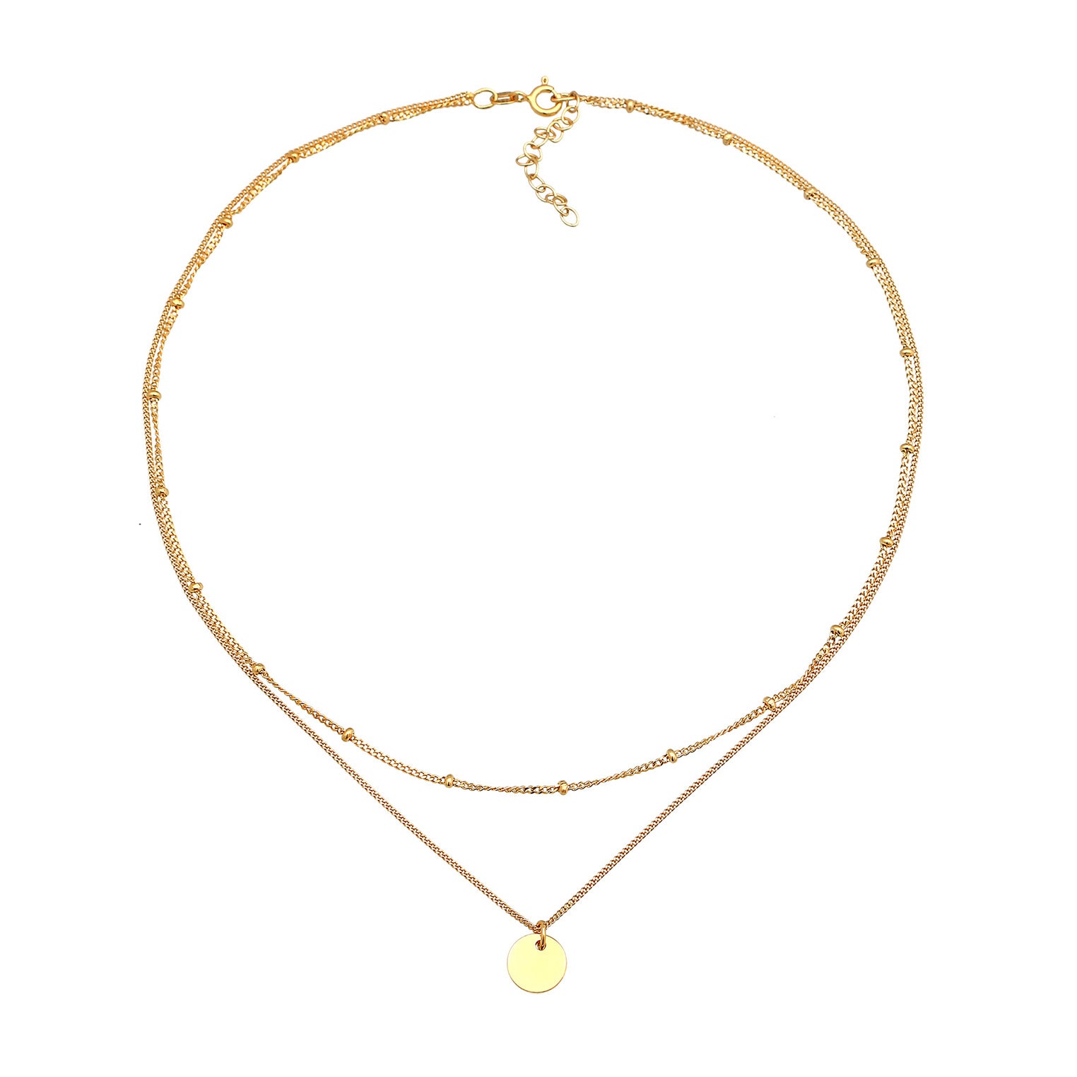 Gold - Elli | Layer-Choker Kugeln Plättchen | 925er Sterling Silber vergoldet