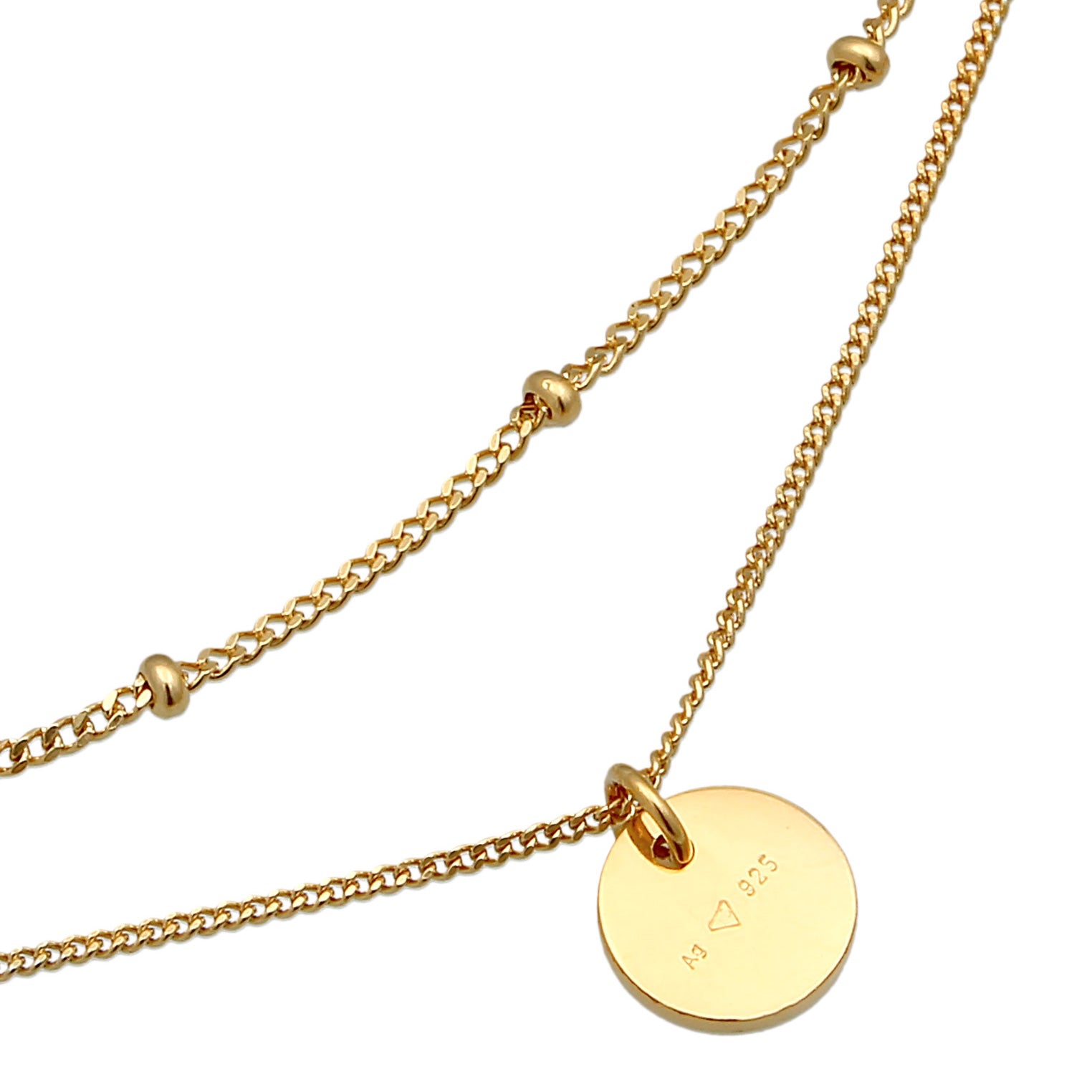 Gold - Elli | Layer-Choker Kugeln Plättchen | 925er Sterling Silber vergoldet