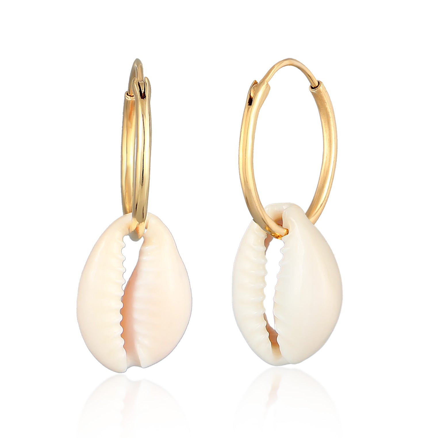 Gold - Elli | Creolen Trend | Kauri Muschel | 925er Sterling Silber vergoldet