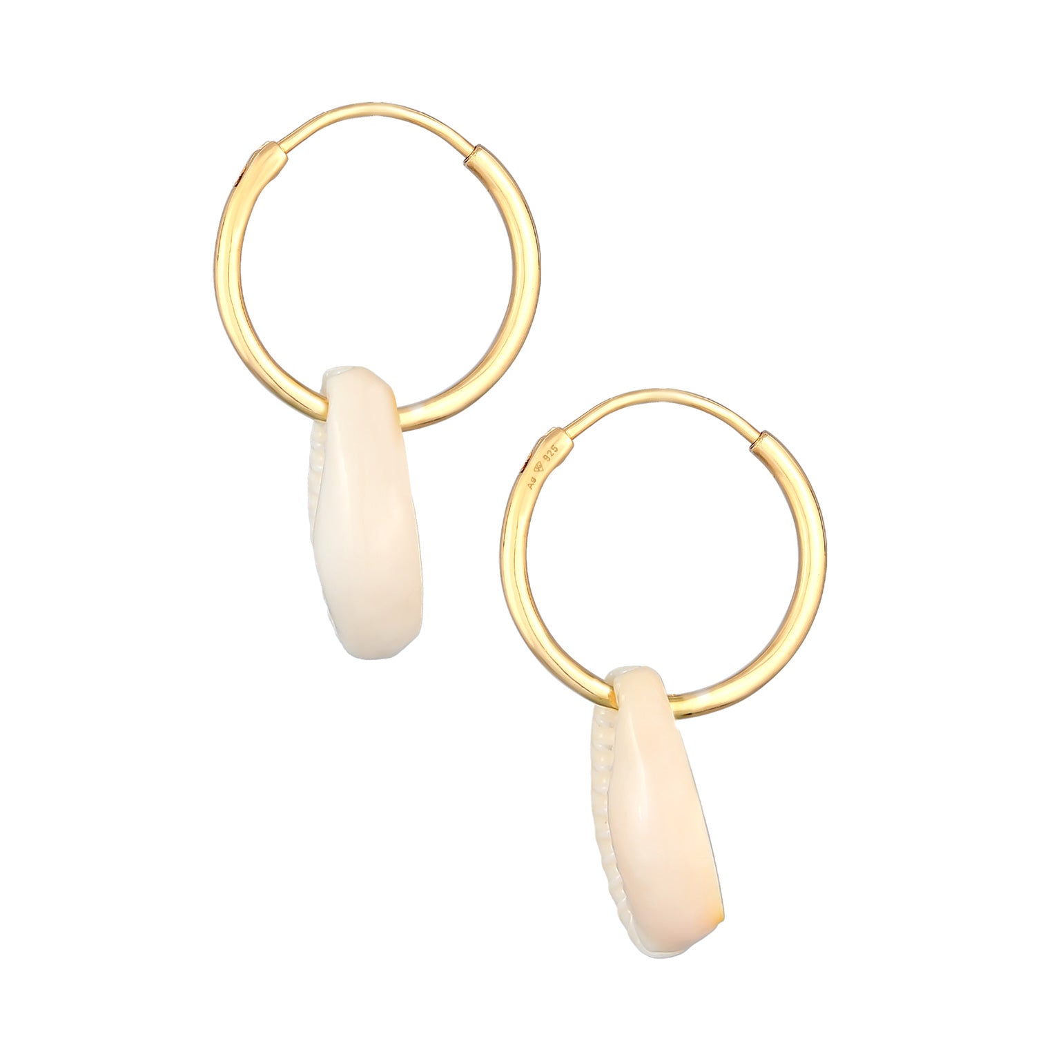 Gold - Elli | Creolen Trend | Kauri Muschel | 925er Sterling Silber vergoldet