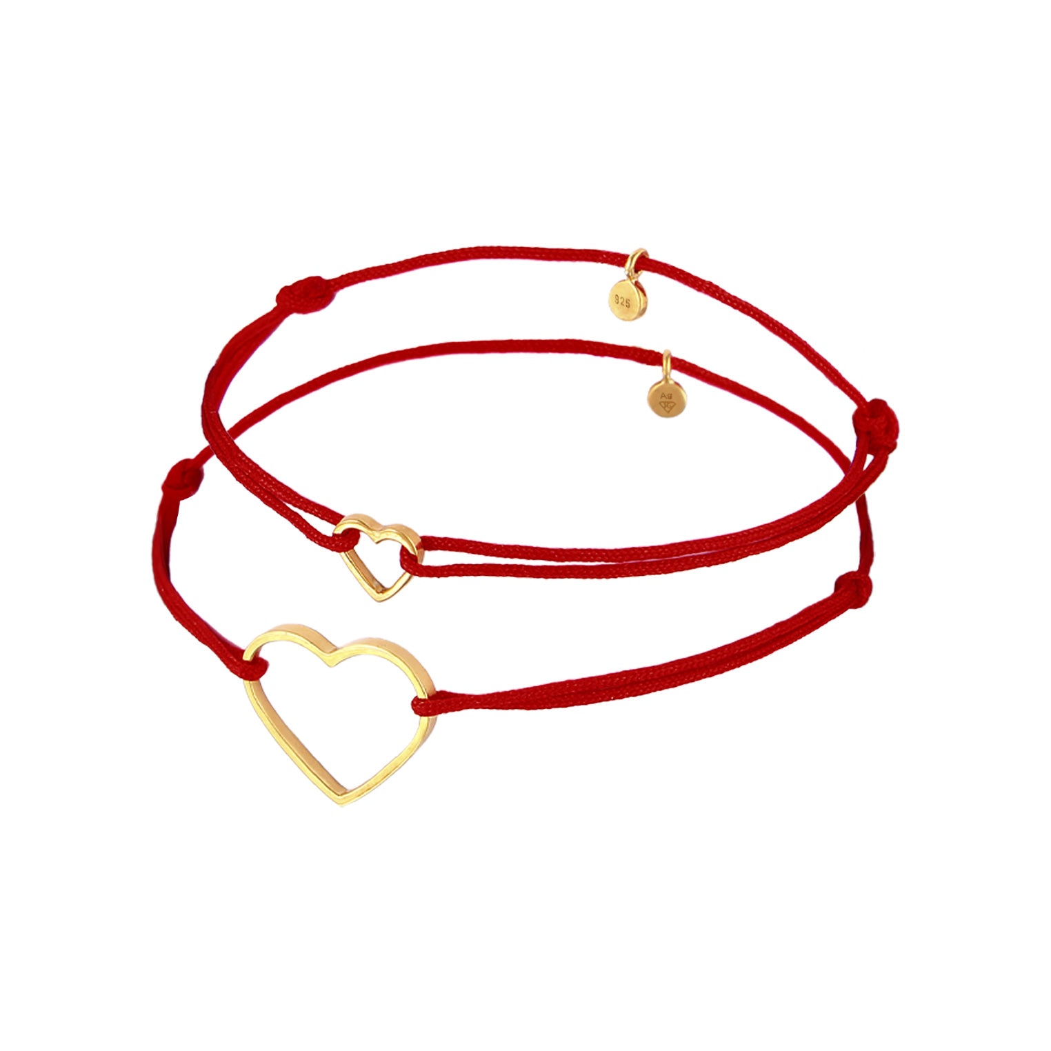 Gold - Elli | Mutter-Kind-Armbandset Herz | Nylon | 925er Sterling Silber vergoldet