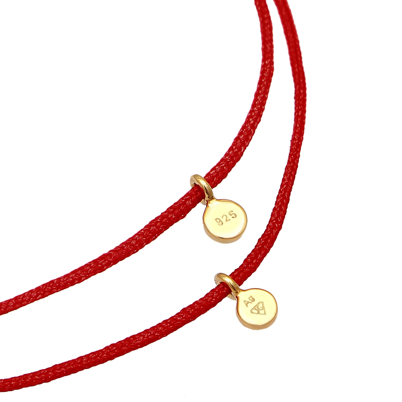 Gold - Elli | Mutter-Kind-Armbandset Herz | Nylon | 925er Sterling Silber vergoldet