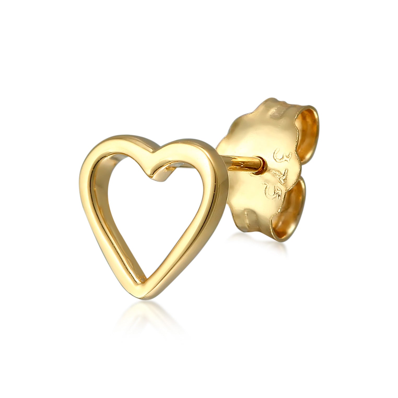 Gold - Elli PREMIUM | Ohrstecker Herz | Einzelstecker | 375er Gelbgold