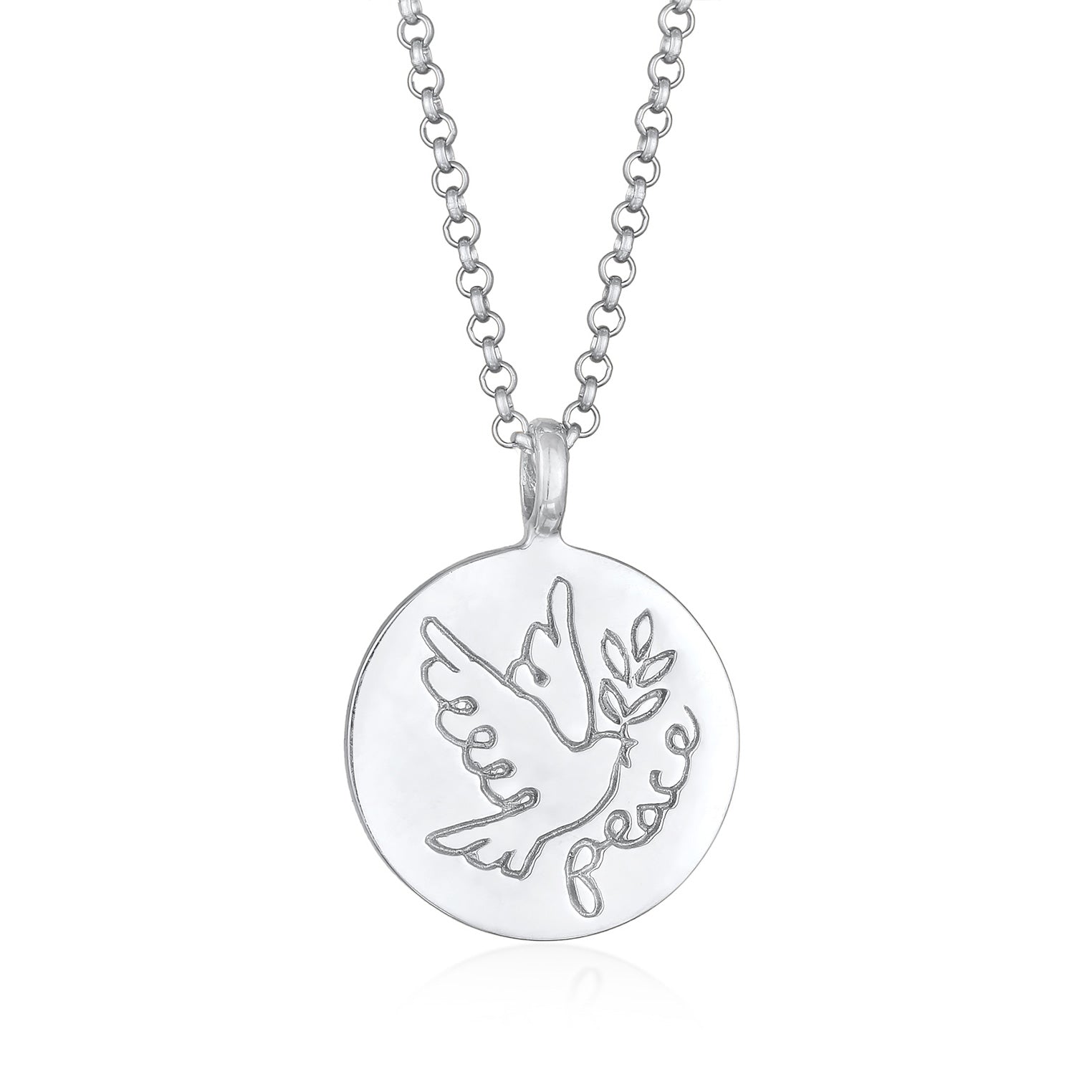Silber - Elli | Halskette Plättchen Taube | 925er Sterling Silber