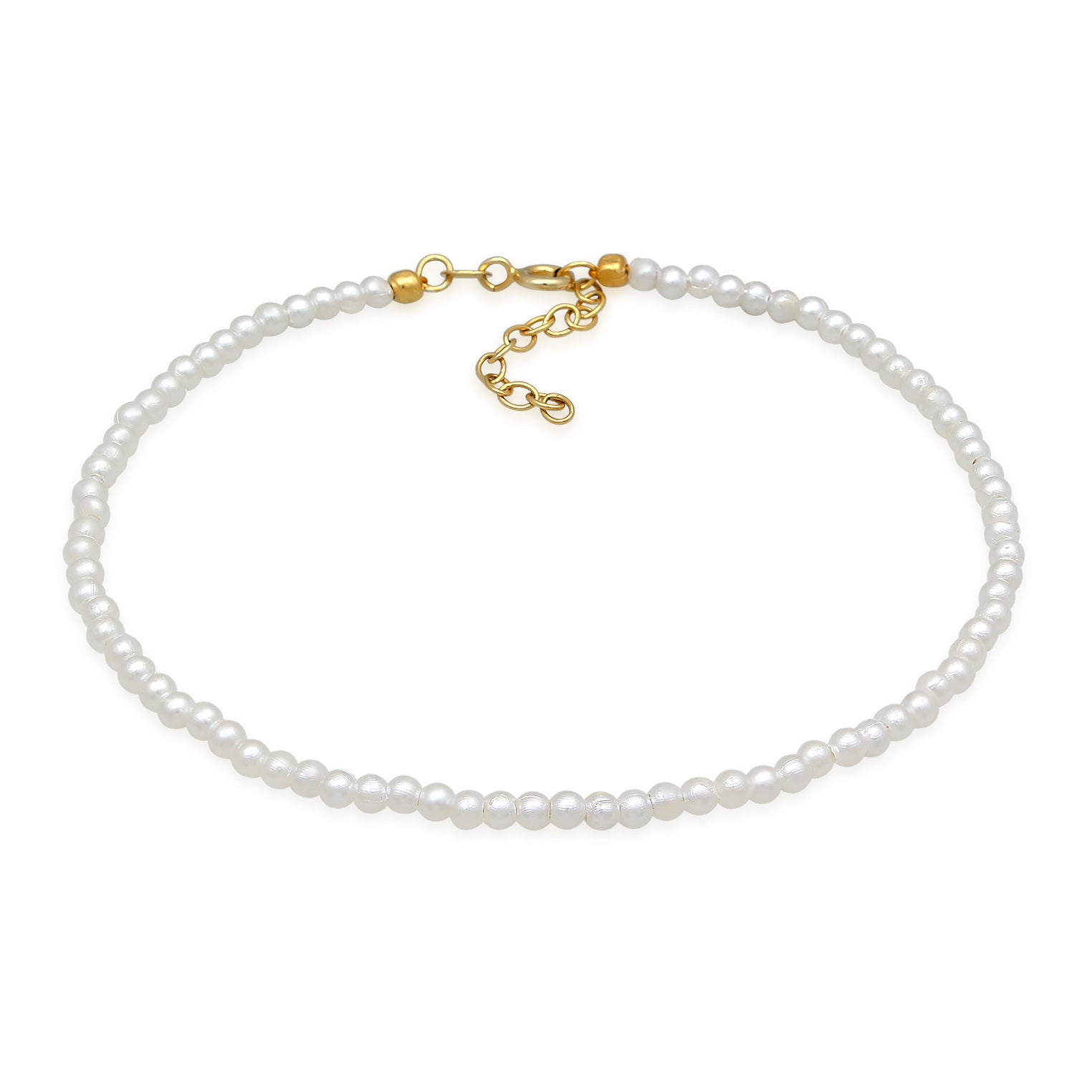 Gold - Elli | Fußkettchen Trend | synth. Perlen | 925er Sterling Silber vergoldet