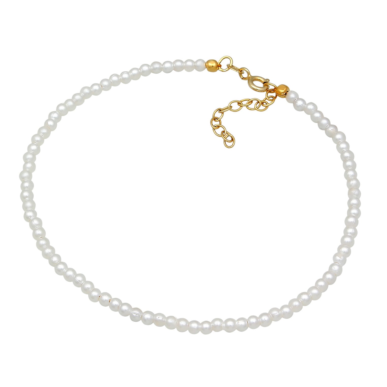 Gold - Elli | Fußkettchen Trend | synth. Perlen | 925er Sterling Silber vergoldet