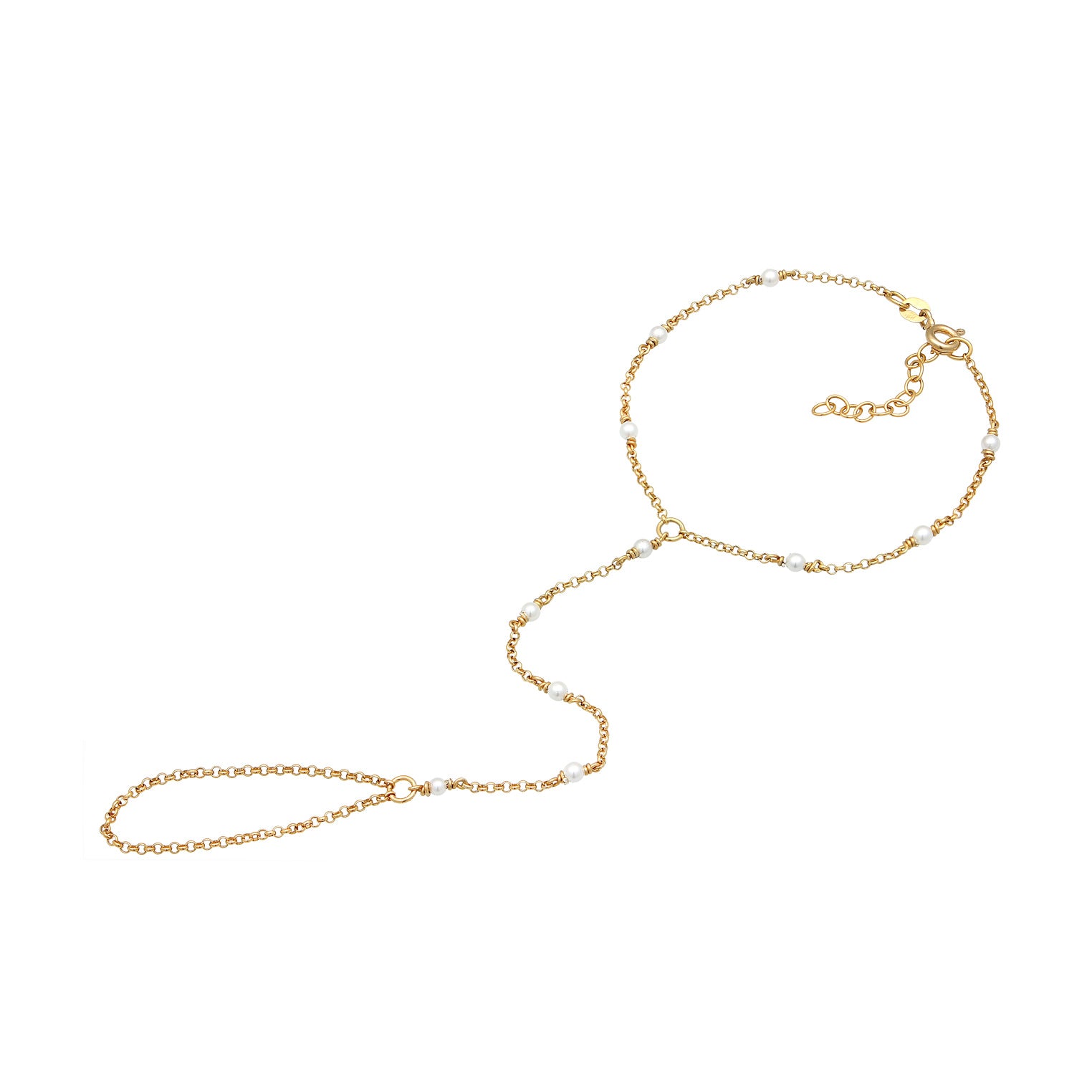 Gold - Elli | Handkette | Muschelkernperlen | 925er Sterling Silber vergoldet