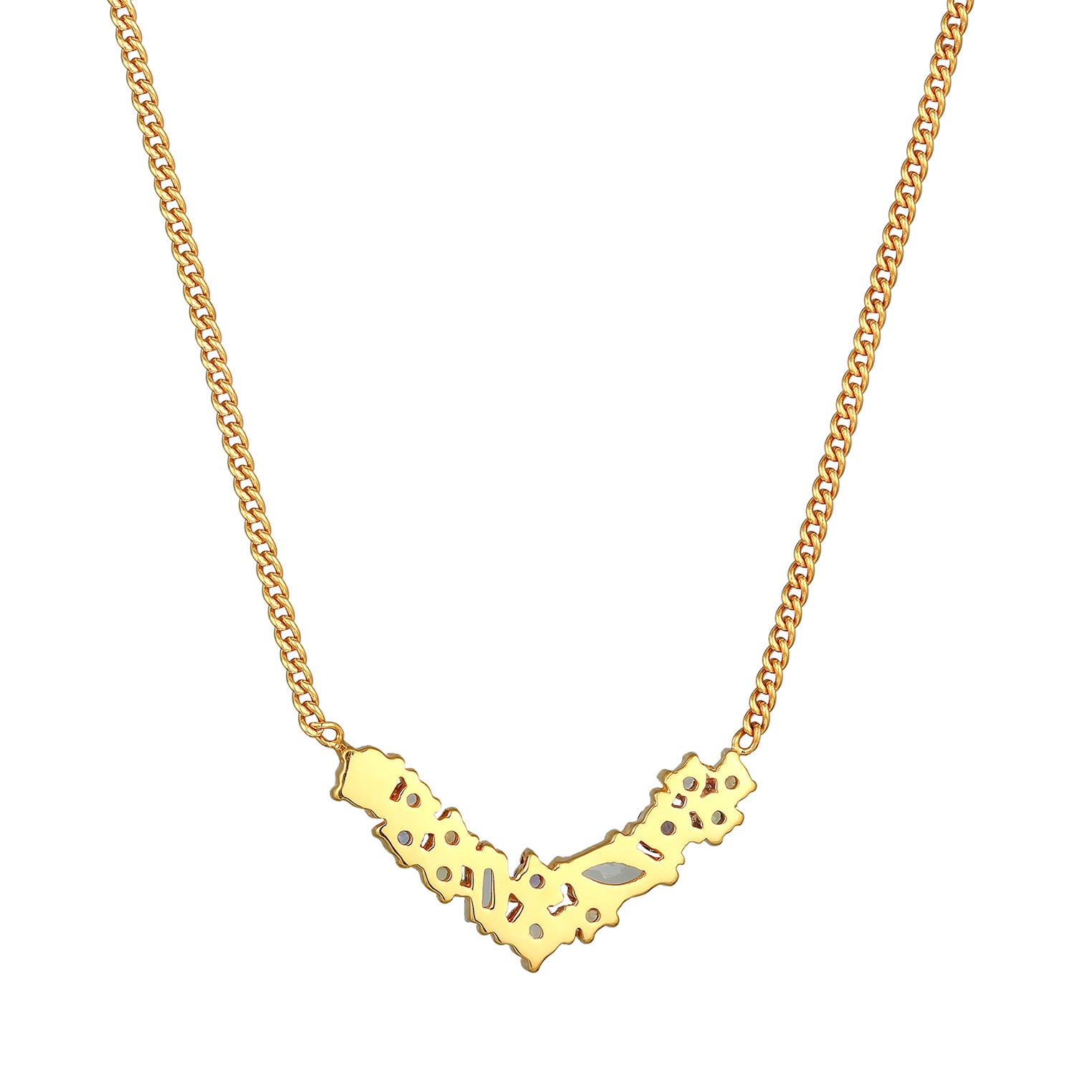 Gold - Elli PREMIUM | Halskette V-Form | Onyx, Mondstein, Topas (Bunt) | 925er Sterling Silber vergoldet