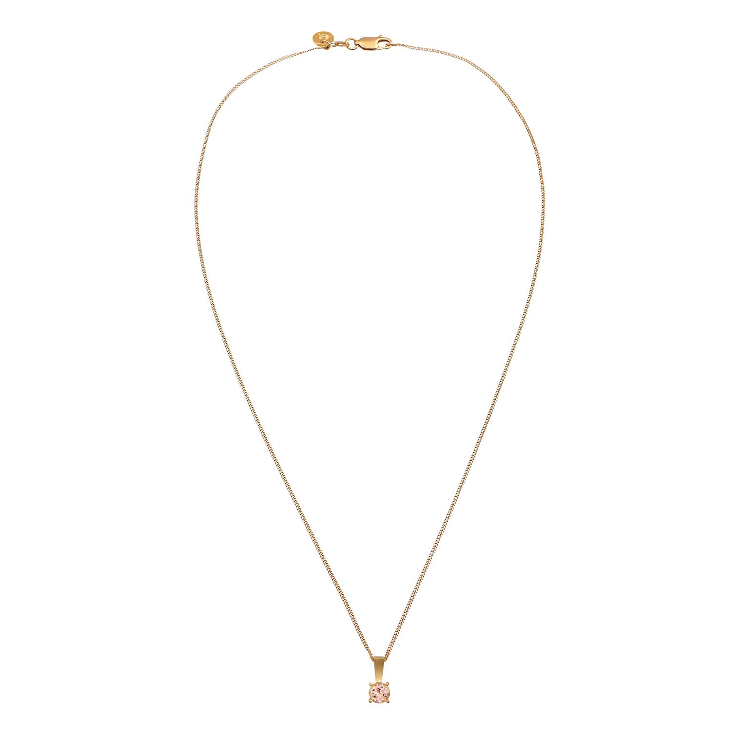Gold - Elli PREMIUM | Halskette Solitär | Morganit Edelstein (Rosa) | 925er Sterling Silber