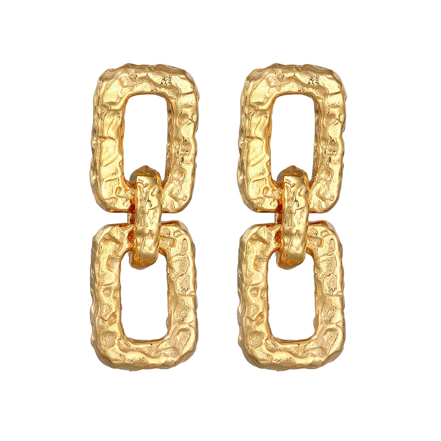 Gold - Elli | Ohrhänger Rechteck Organic | 925er Sterling Silber vergoldet