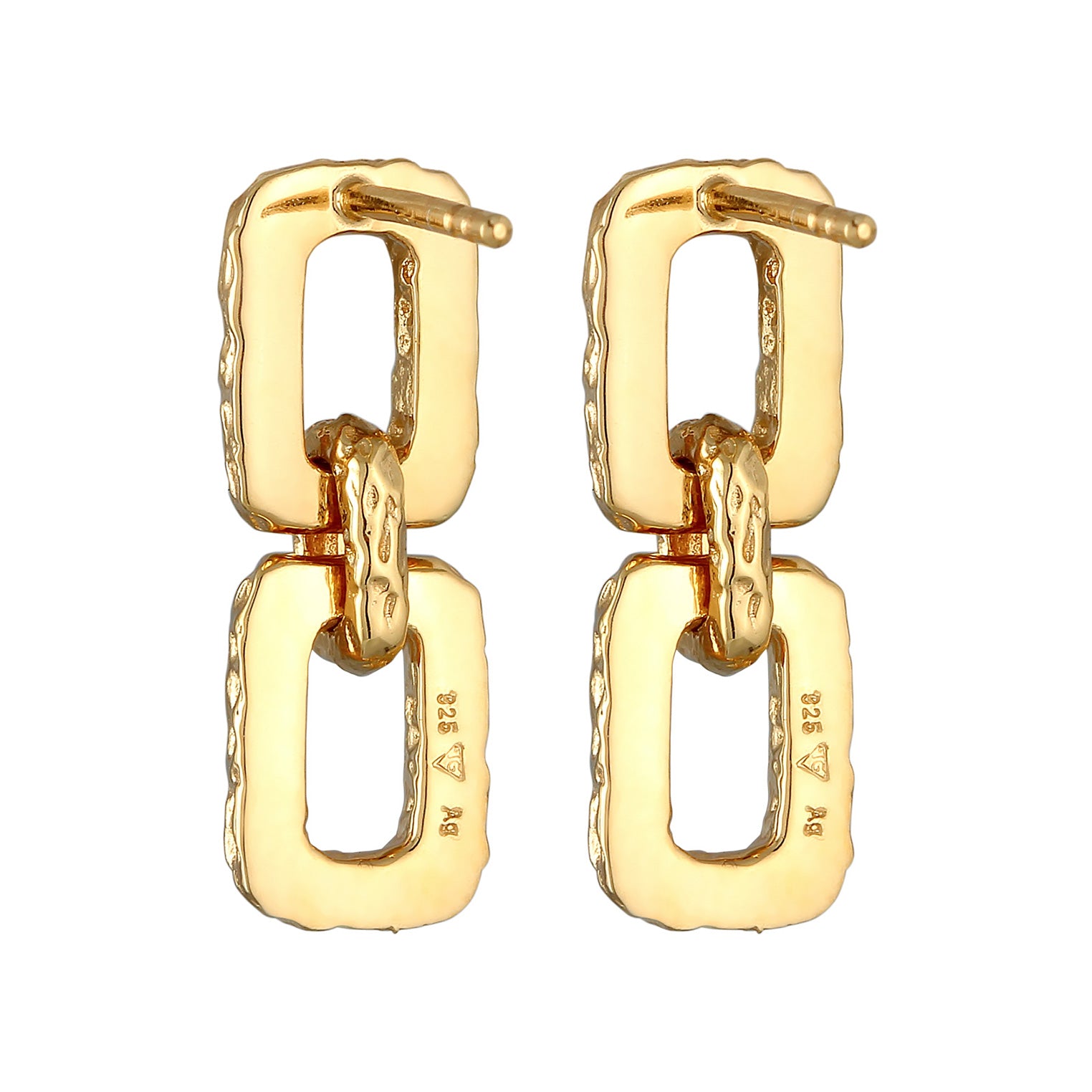 Gold - Elli | Ohrhänger Rechteck Organic | 925er Sterling Silber vergoldet