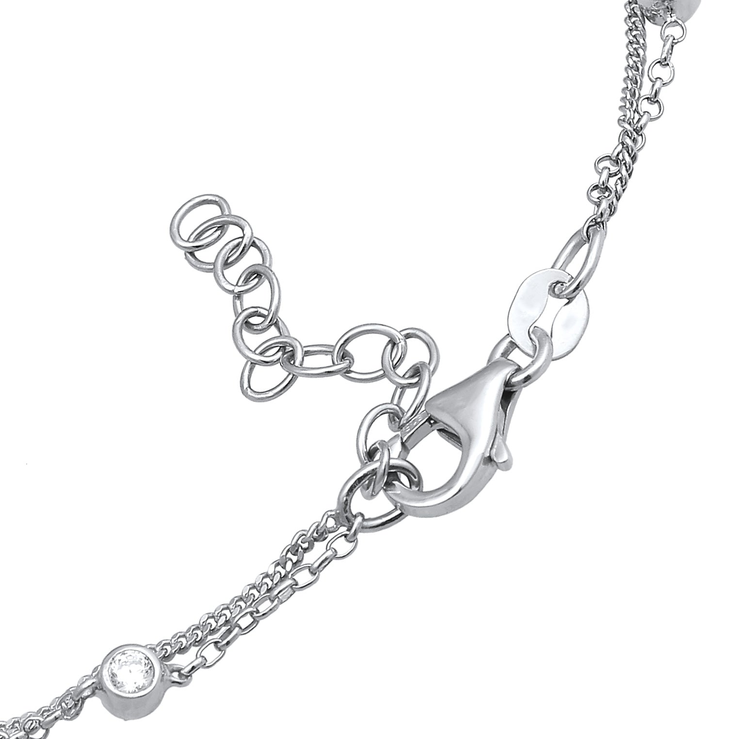 Silber - Elli | Layer-Armband Herz | Zirkonia (Weiß) | 925er Sterling Silber