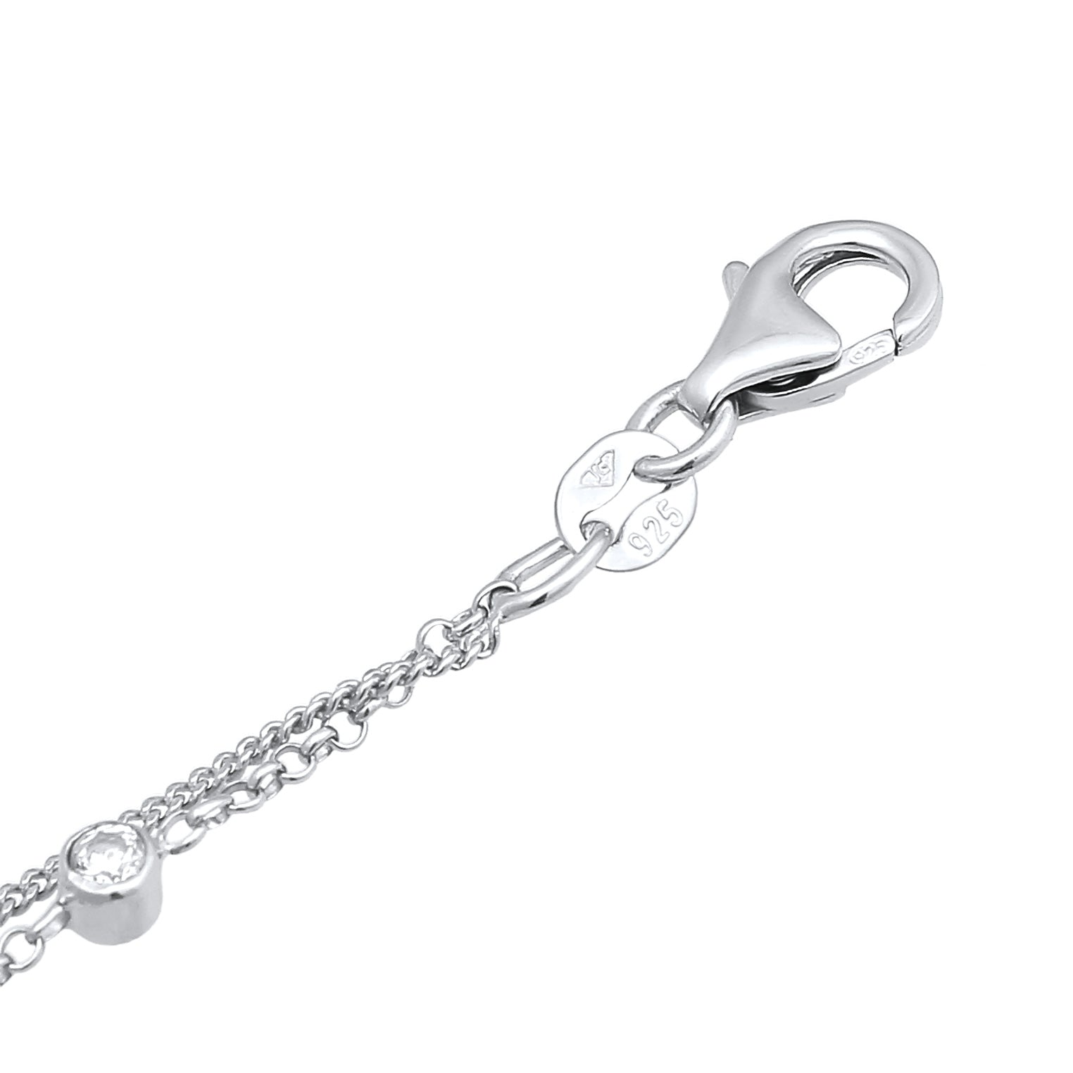 Silber - Elli | Layer-Armband Herz | Zirkonia (Weiß) | 925er Sterling Silber