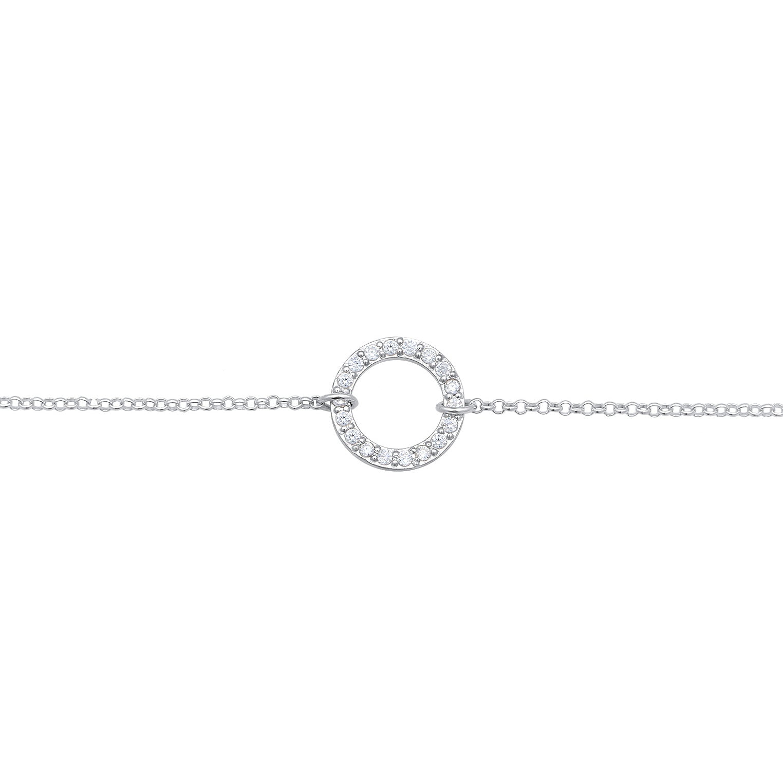 Silber - Elli | Choker Kreis Geo | Zirkonia Kristalle (Weiß) | 925er Sterling Silber