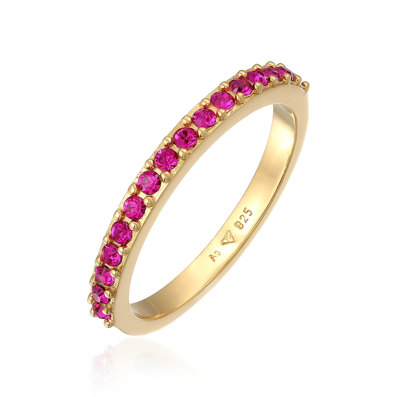 Pink - Elli | Bandring | Glas Kristalle (Pink) | 925 Sterling Silber vergoldet