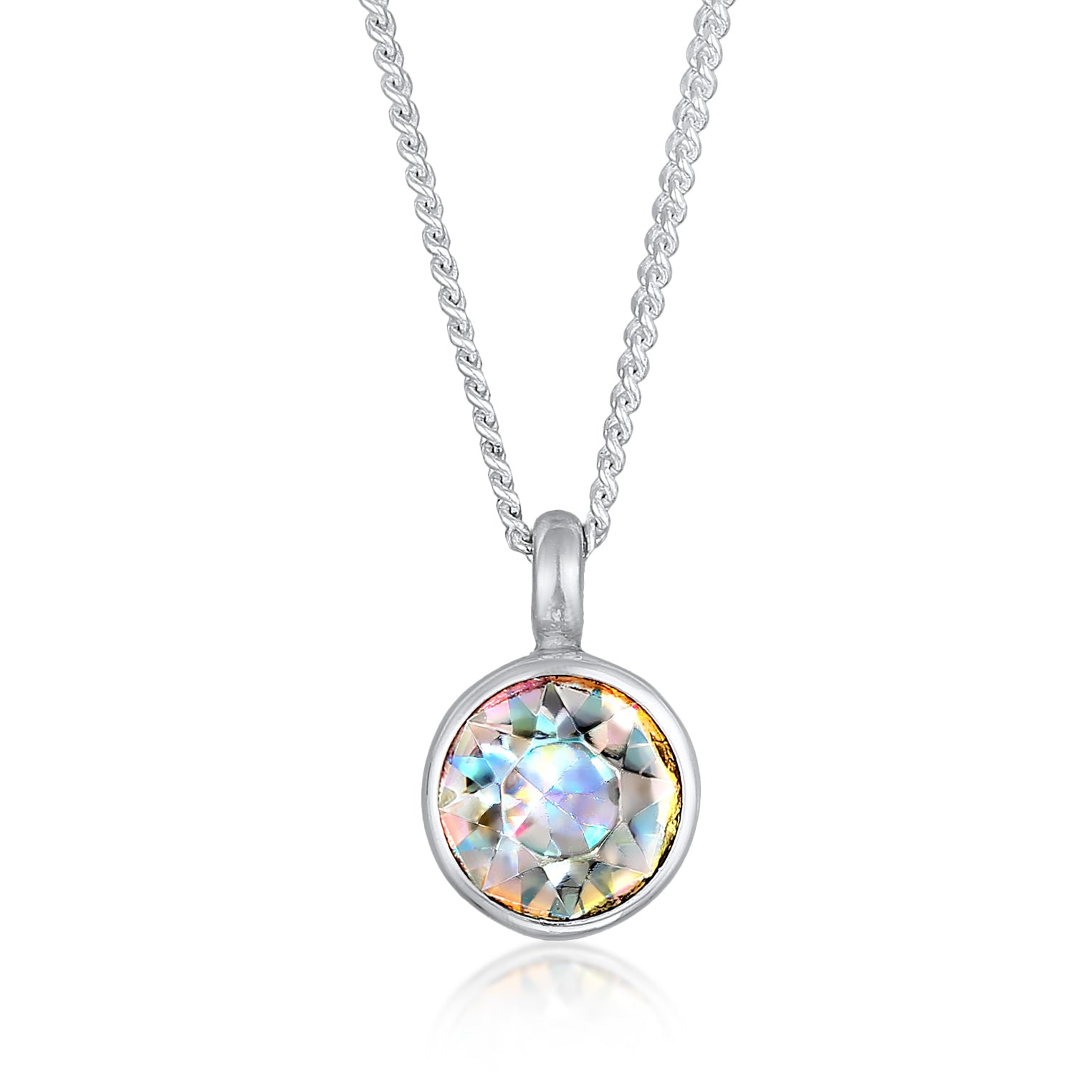 Silber - Elli | Solitär-Halskette | Kristall (Weiß) | 925er Sterling Silber