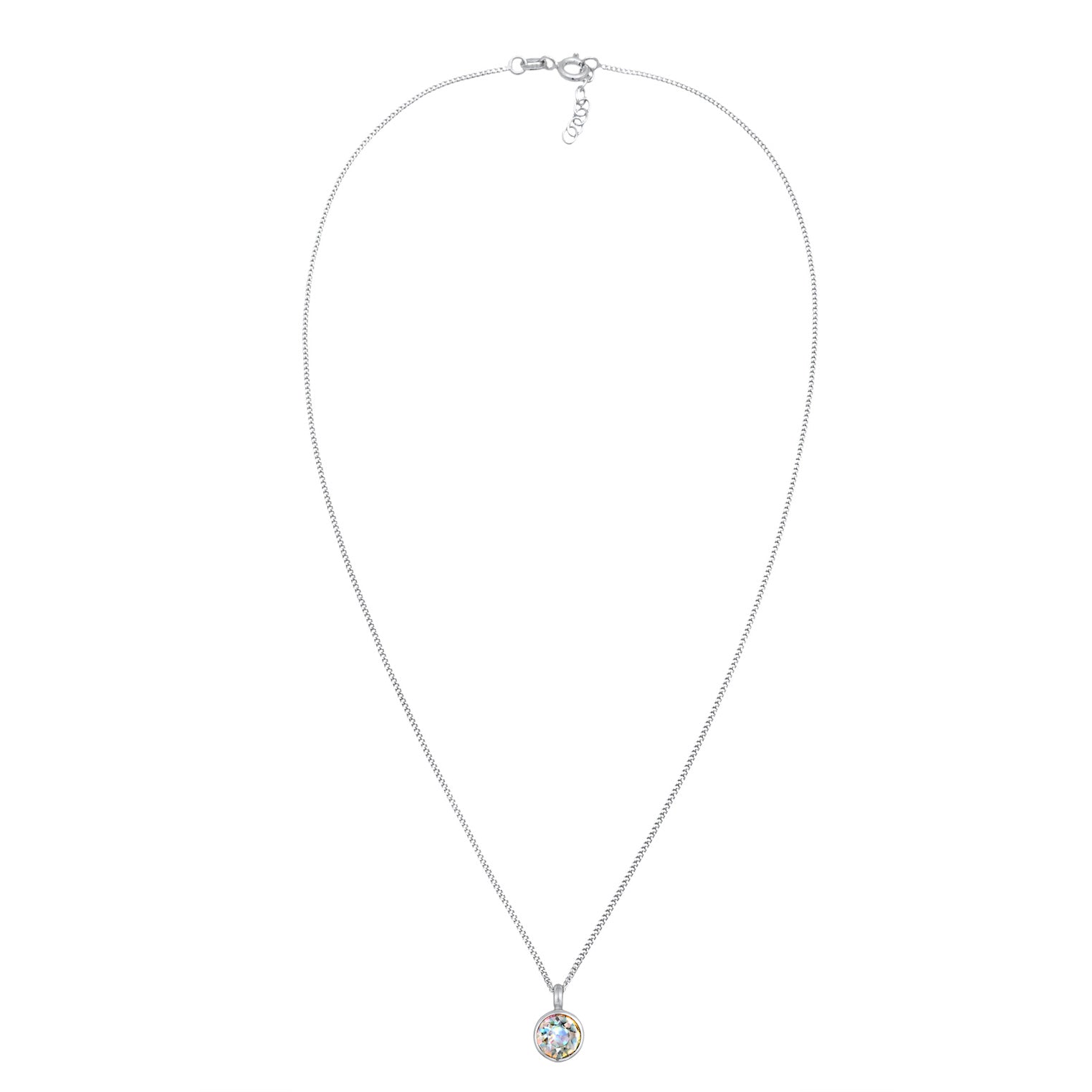 Silber - Elli | Solitär-Halskette | Kristall (Weiß) | 925er Sterling Silber