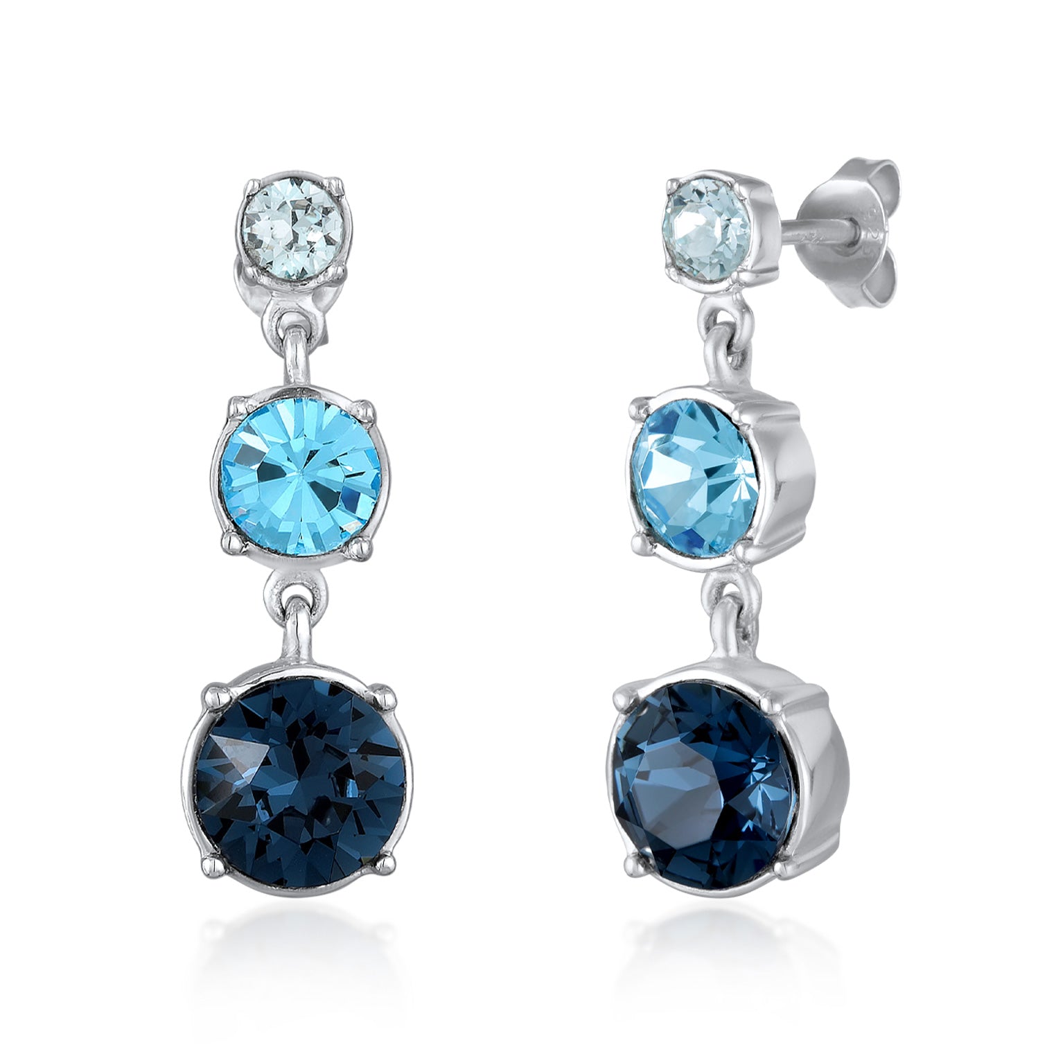 Silber - Elli | Ohrhänger Rund | Kristall (Blau) | 925er Sterling Silber