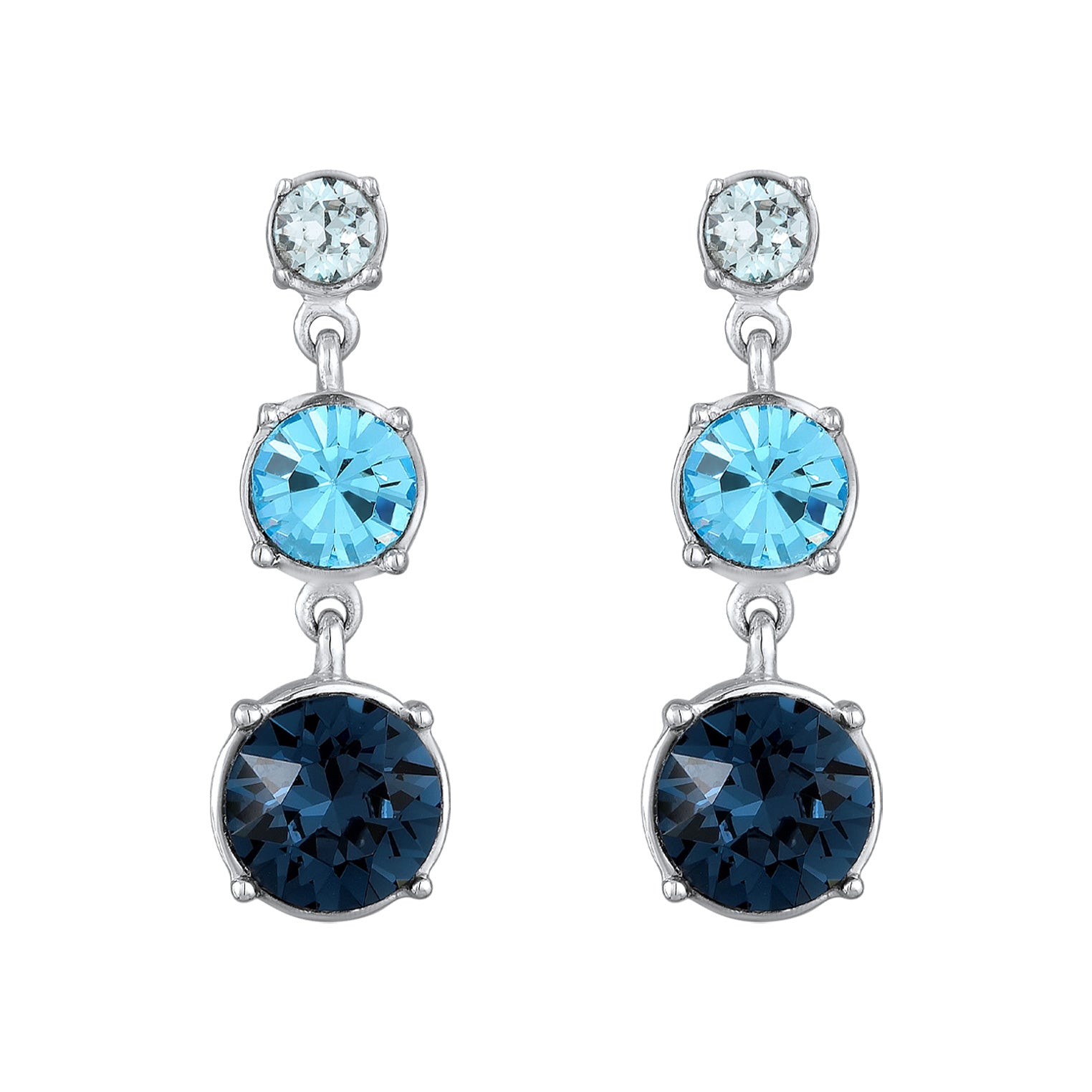 Silber - Elli | Ohrhänger Rund | Kristall (Blau) | 925er Sterling Silber