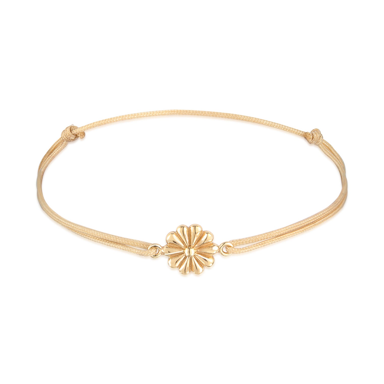 Gold - Elli | Armband Blumen Anhänger | Nylon | 925er Sterling Silber vergoldet