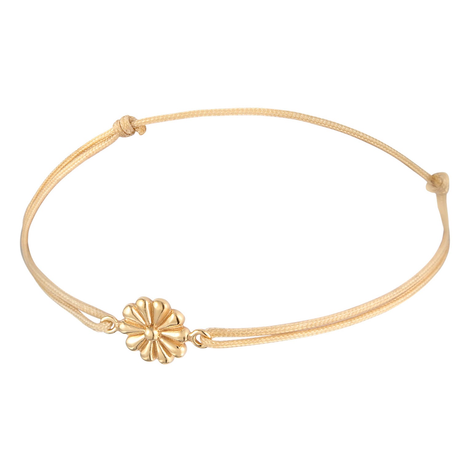 Gold - Elli | Armband Blumen Anhänger | Nylon | 925er Sterling Silber vergoldet