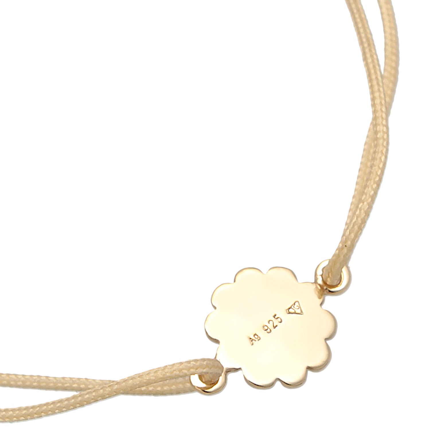 Gold - Elli | Armband Blumen Anhänger | Nylon | 925er Sterling Silber vergoldet