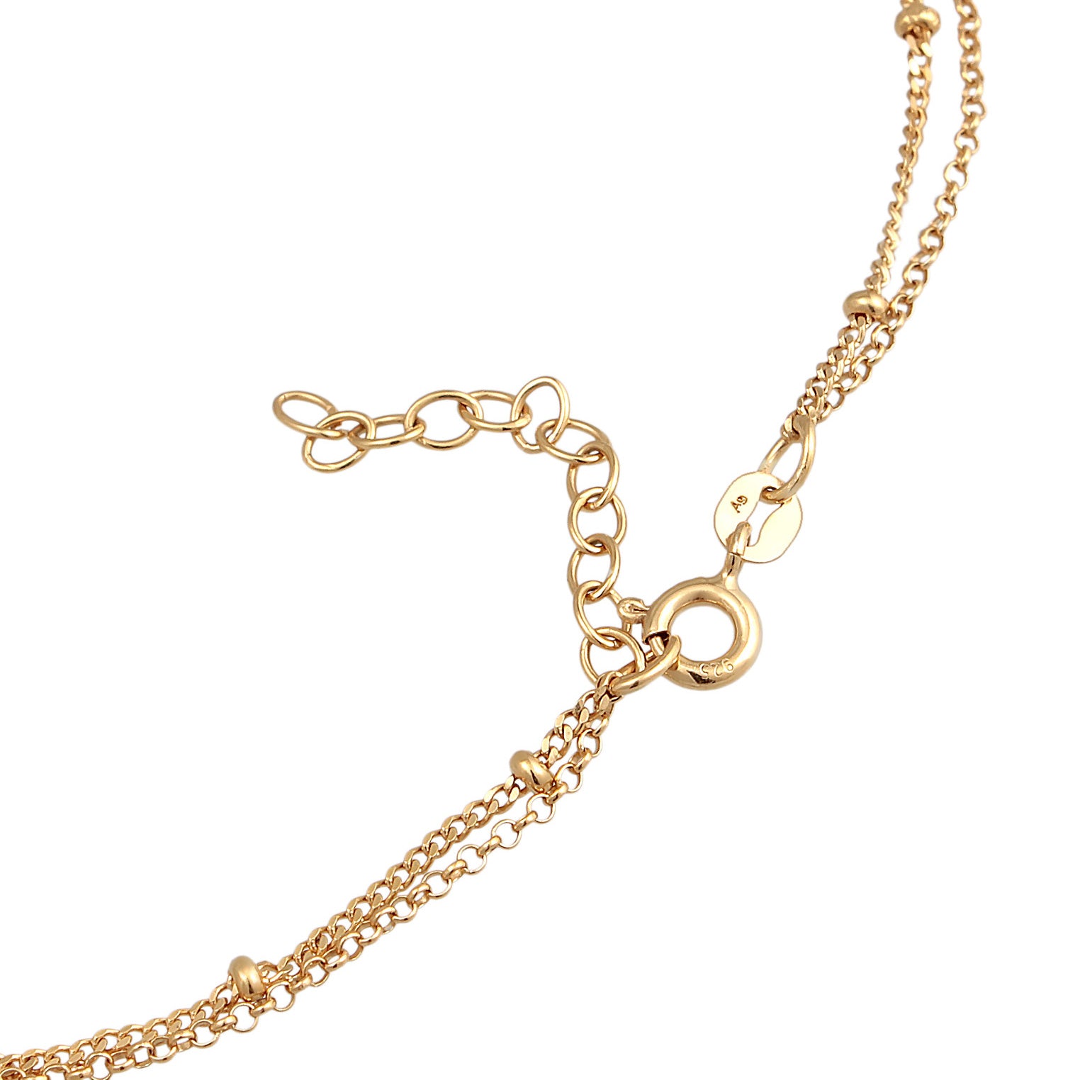 Gold - Elli | Layer-Fußkettchen | Muschelkernperle | 925er Sterling Silber vergoldet