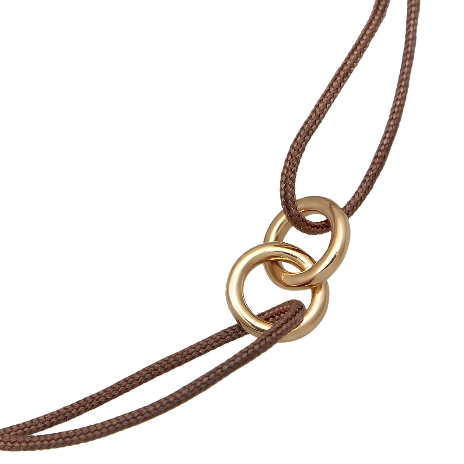 Gold - Elli | Armband Kreis Geo | Nylon (Braun)| 925er Sterling Silber vergoldet