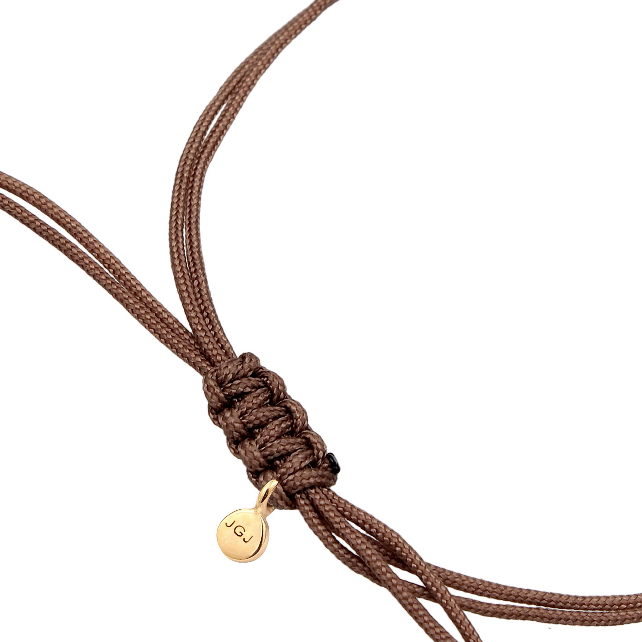 Gold - Elli | Armband Kreis Geo | Nylon (Braun)| 925er Sterling Silber vergoldet