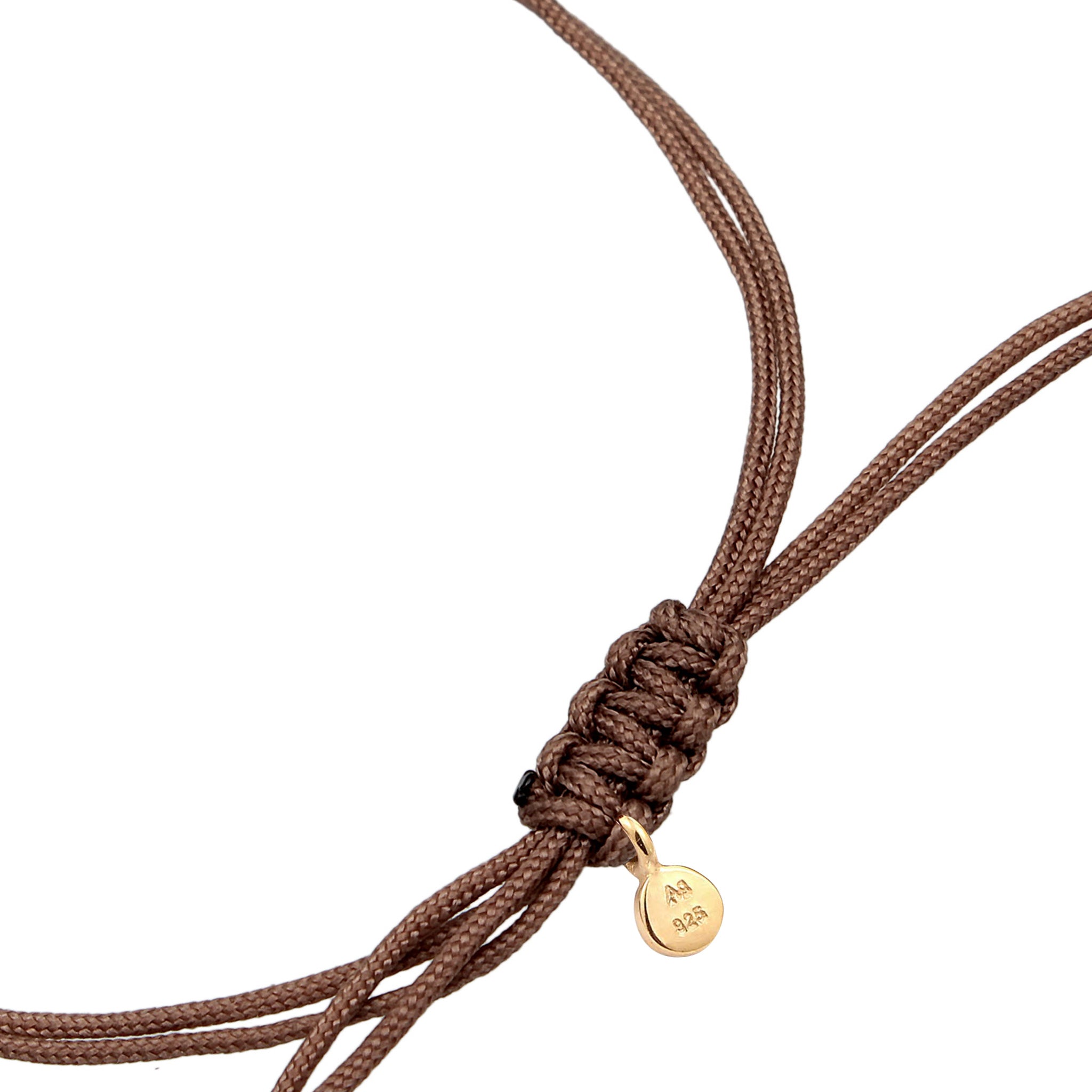 Gold - Elli | Armband Kreis Geo | Nylon (Braun)| 925er Sterling Silber vergoldet