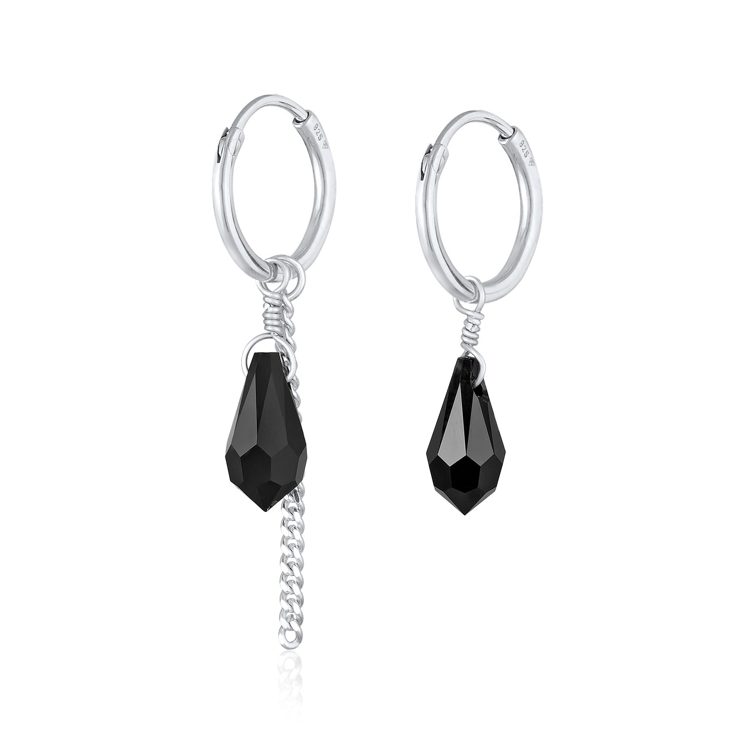 Silber - Elli | Creolen Tropfen Anhänger Kette | 925er Sterling Silber
