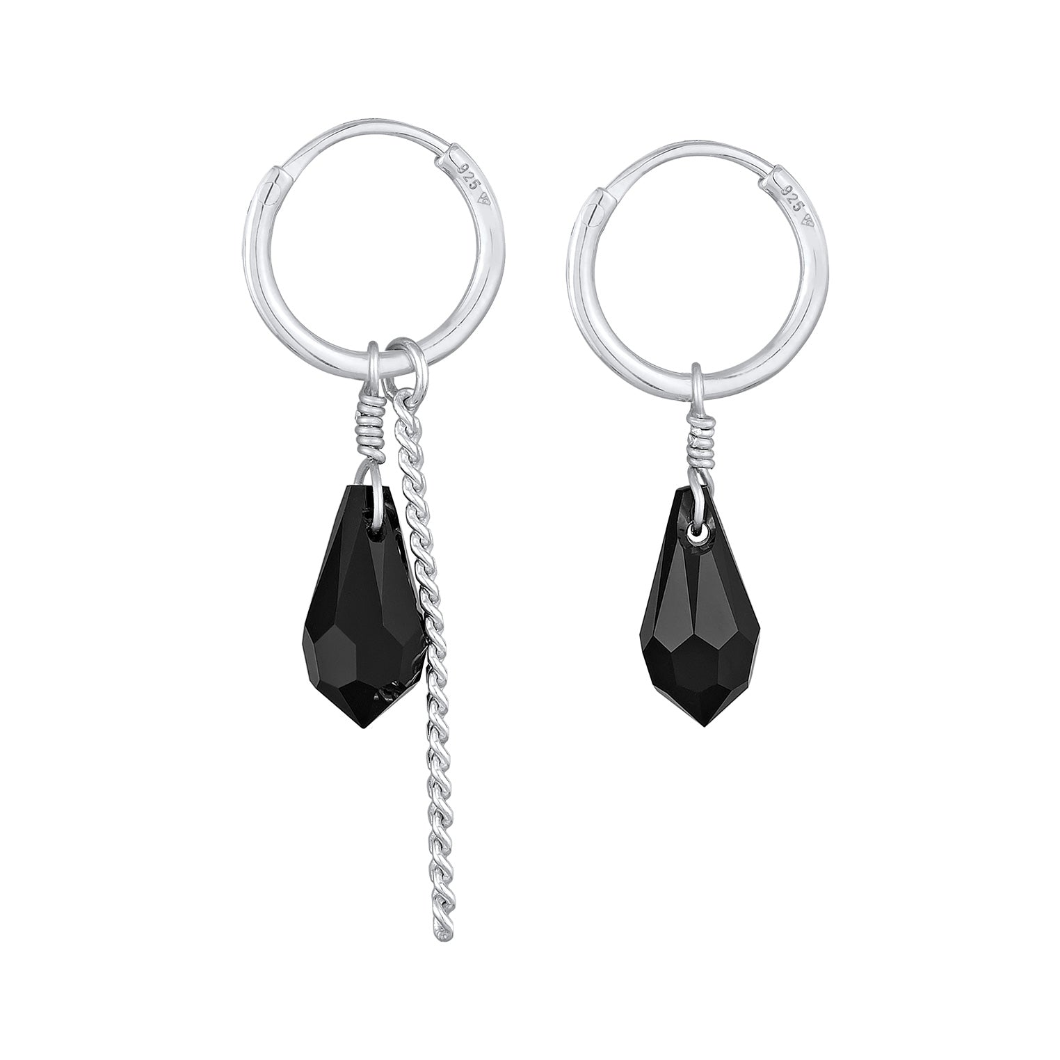 Silber - Elli | Creolen Tropfen Anhänger Kette | 925er Sterling Silber