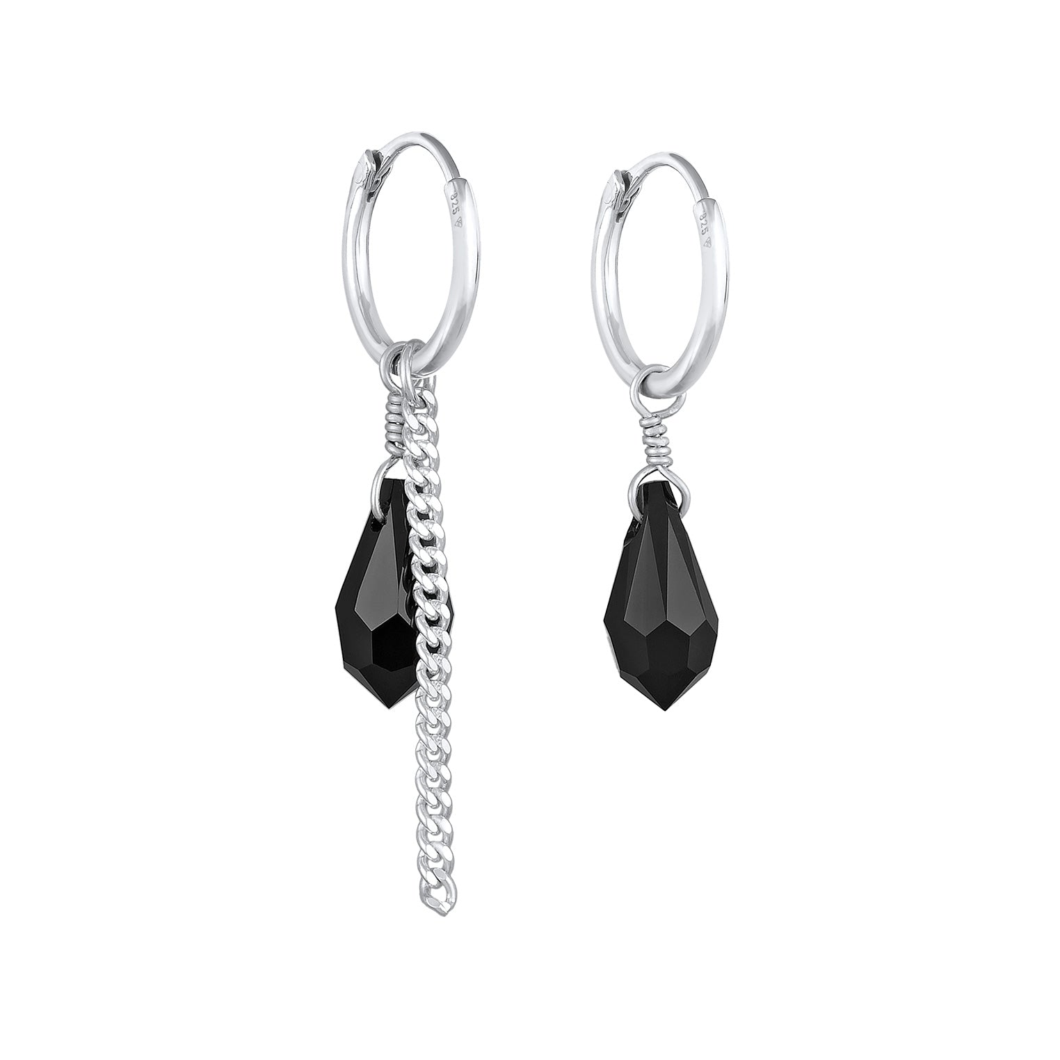 Silber - Elli | Creolen Tropfen Anhänger Kette | 925er Sterling Silber
