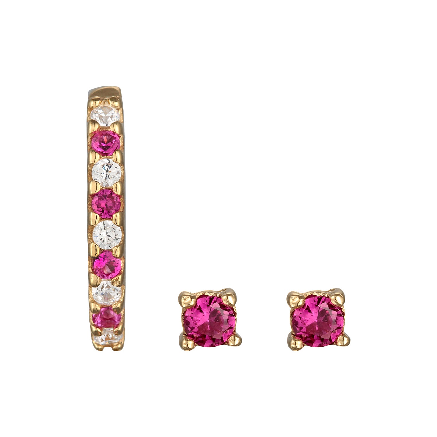 Gold - Elli | Ohrring-Set Earcuff Basic | Kristalle (Rosa) | 925er Sterling Silber
