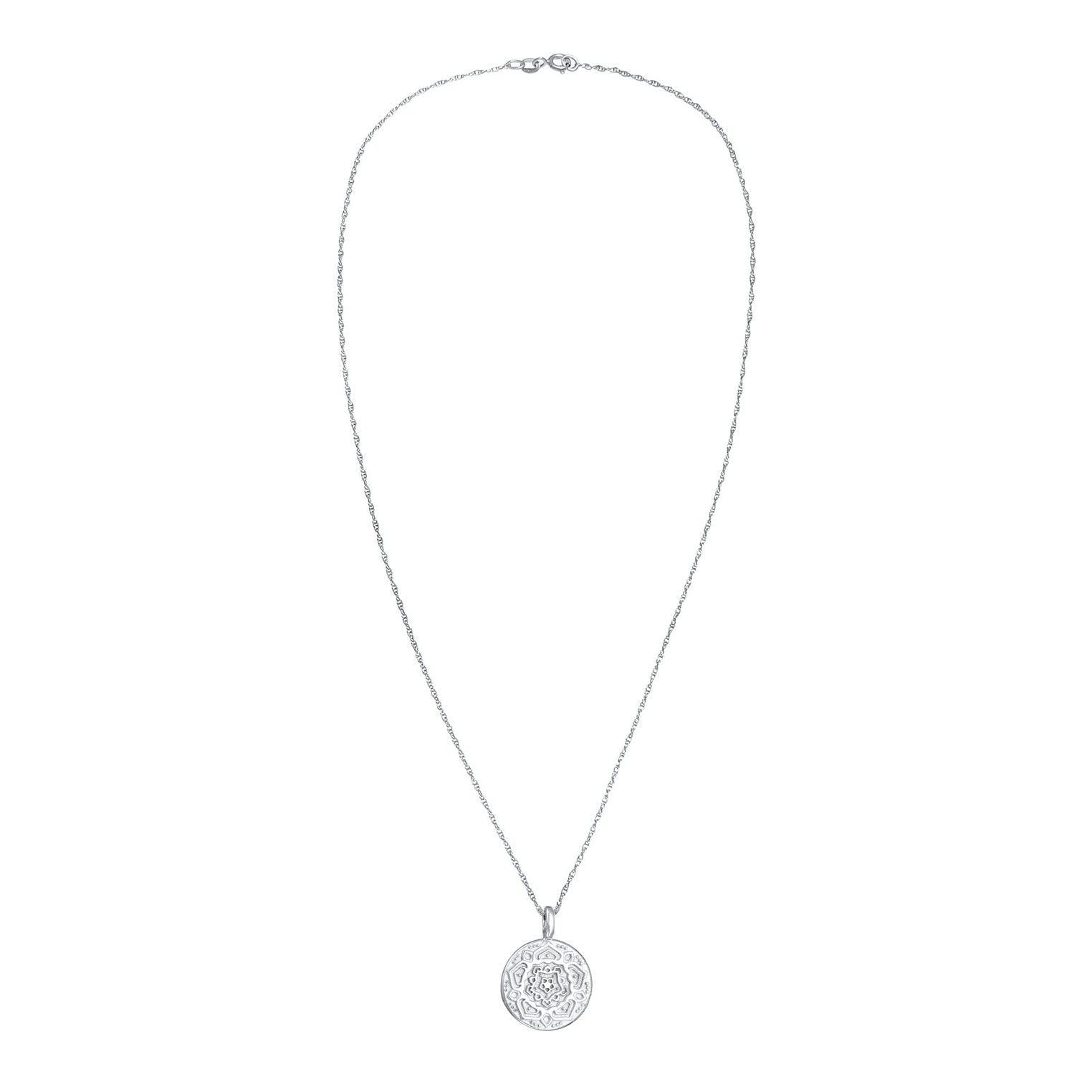 Silber - Elli | Halskette Plättchen Mandala | 925er Sterling Silber