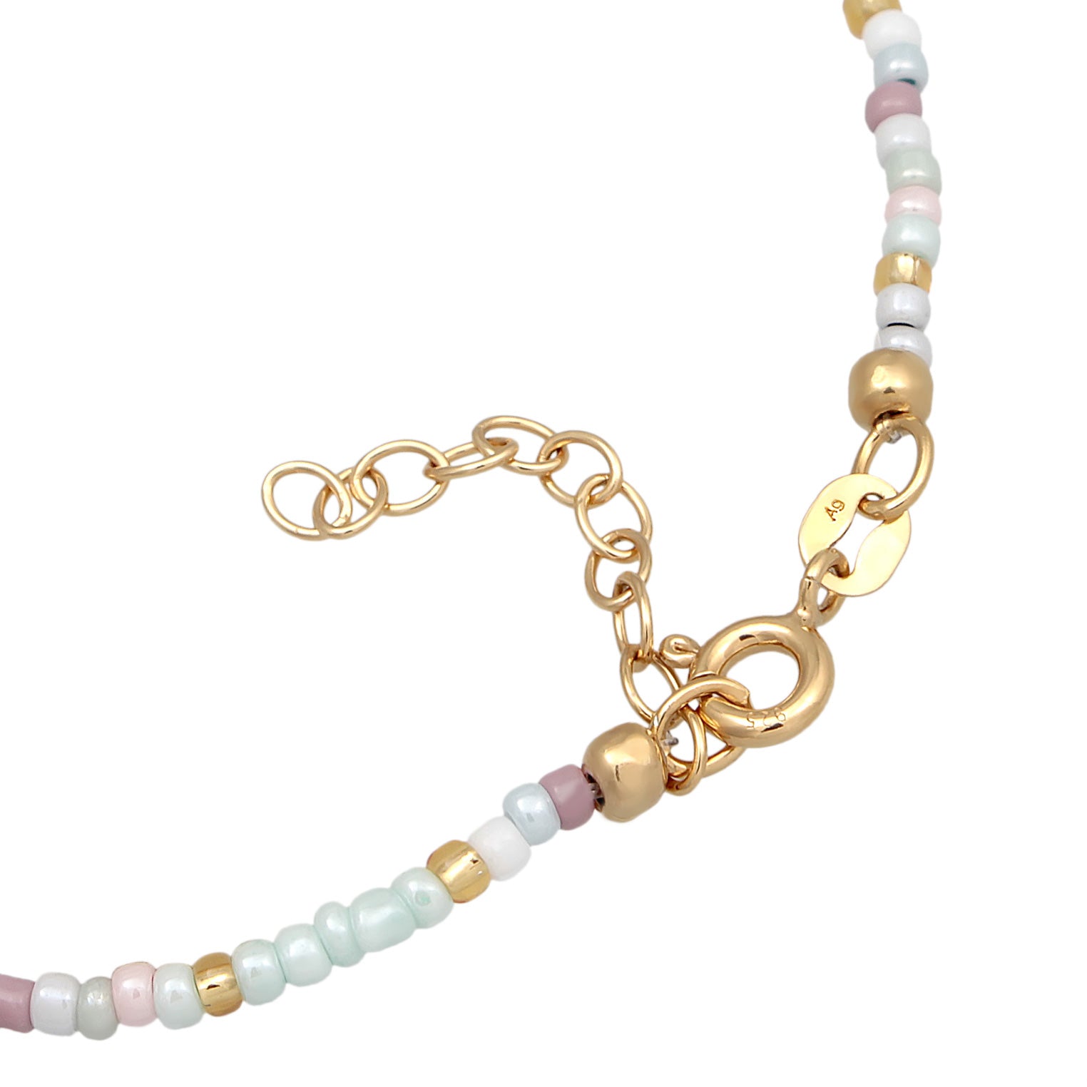 Gold - Elli | Armband Herz Beads Bunt | Glasperlen | 925er Sterling Silber vergoldet