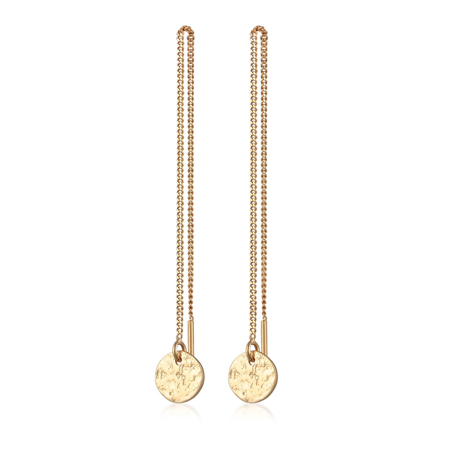 Gold - Elli | Ohrhänger Durchzieher Plättchen | 925er Sterling Silber vergoldet