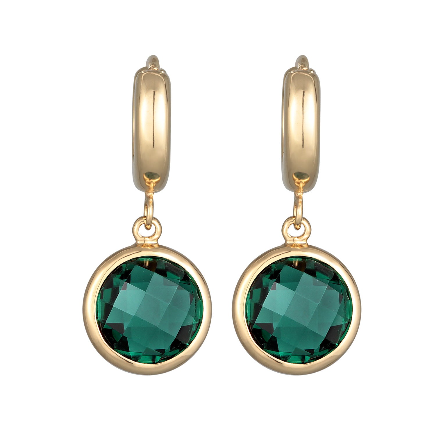 Gold - Elli PREMIUM | Creolen Anhänger | Quarz (Grün) | 925er Sterling Silber vergoldet