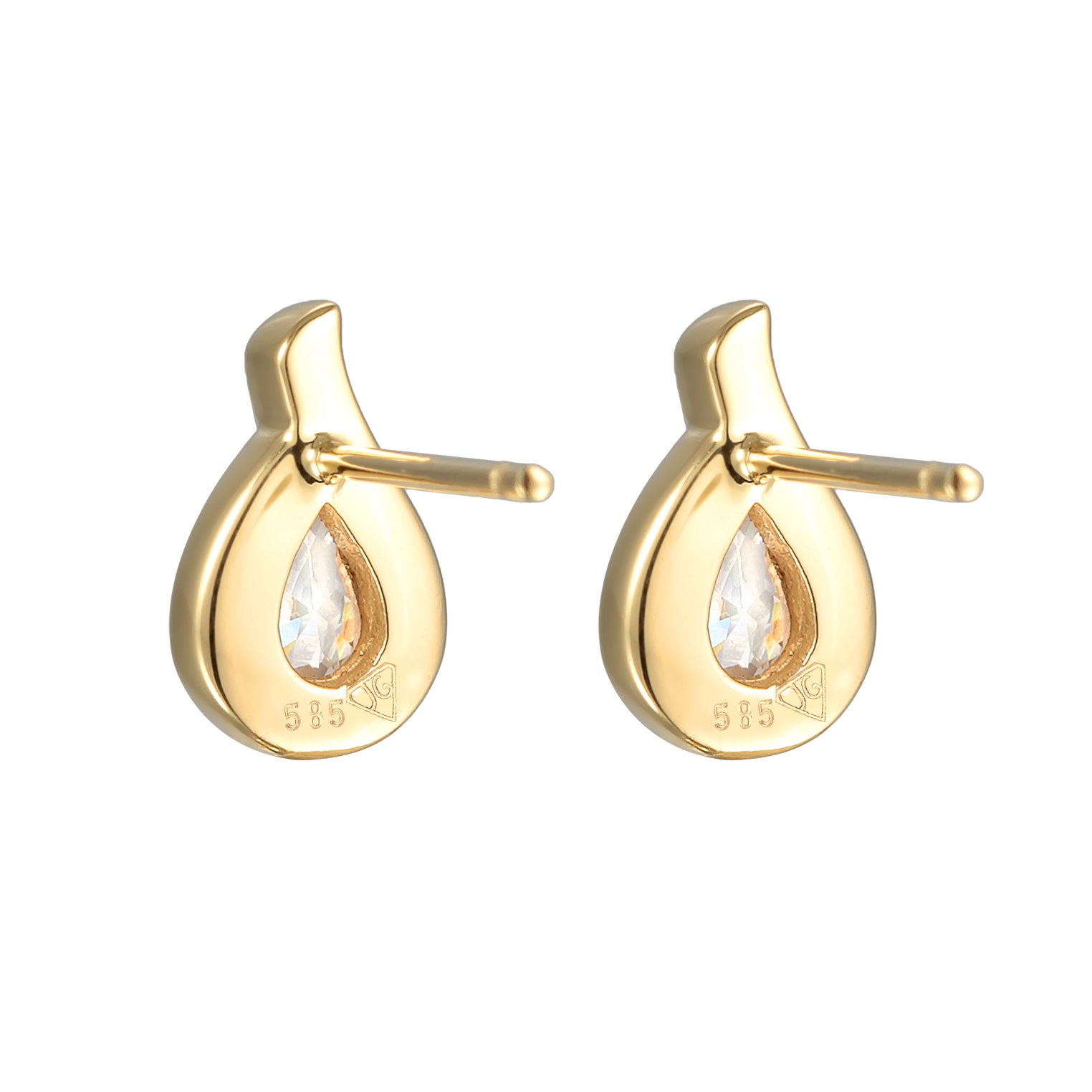 Gold - Elli PREMIUM | Ohrstecker Tropfen | Zirkonia (Weiß) | 585er Gelbgold