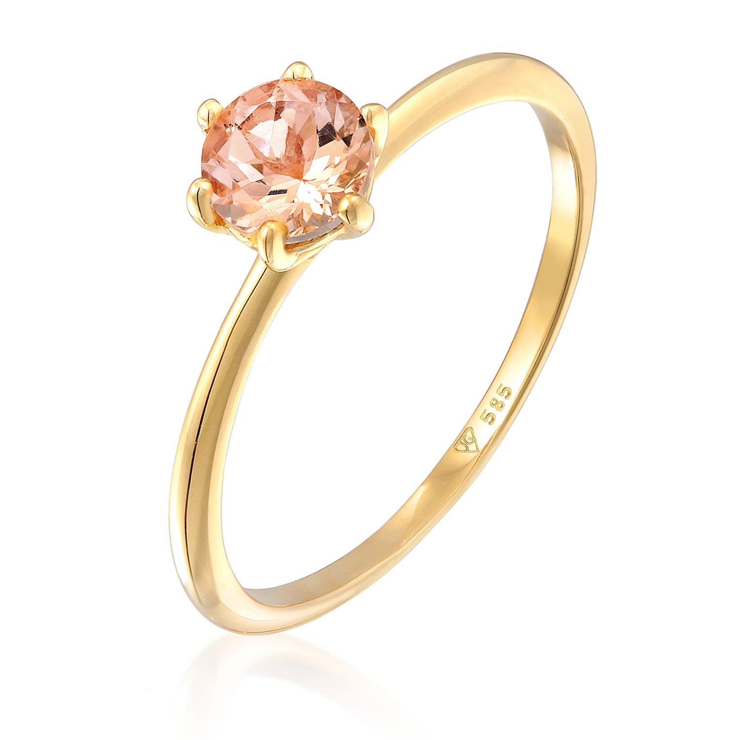 Gold - Elli PREMIUM | Solitär-Ring | Morganit (Rosa) | 585er Gelbgold