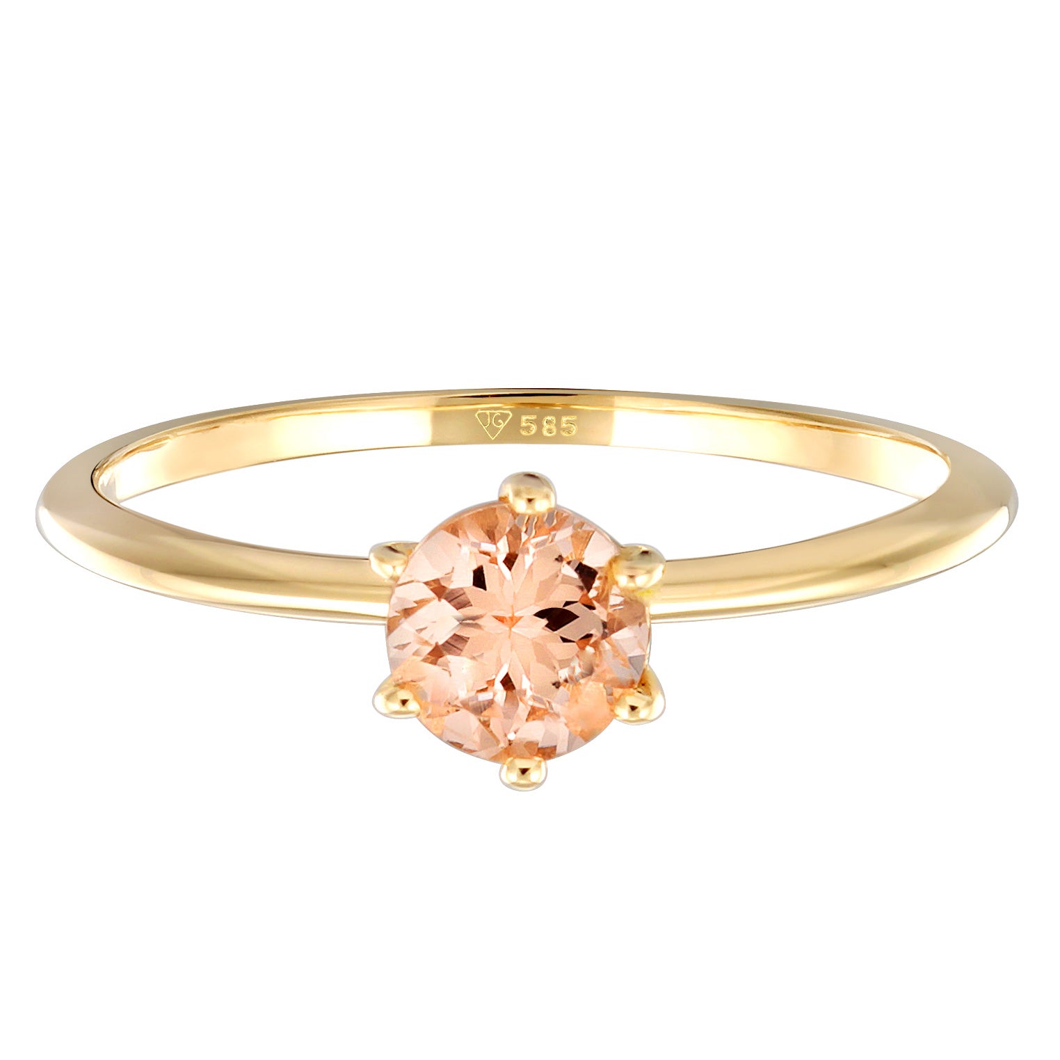 Gold - Elli PREMIUM | Solitär-Ring | Morganit (Rosa) | 585er Gelbgold