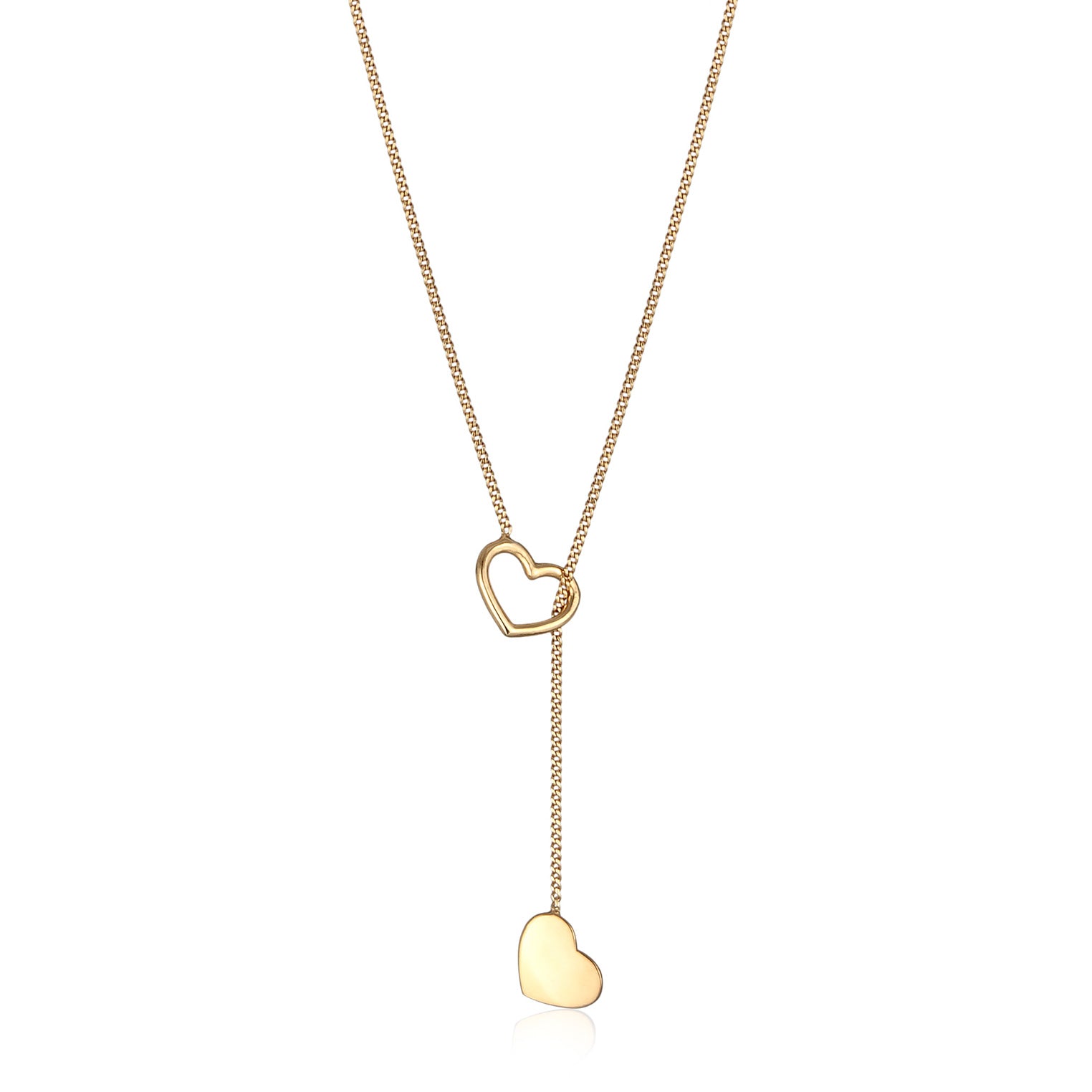 Gold - Elli | Y-Halskette Herzen | 925er Sterling Silber vergoldet