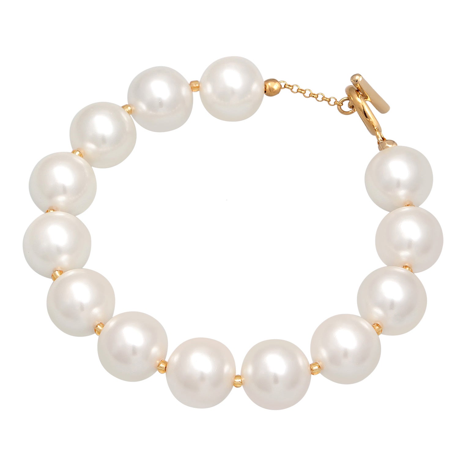 Gold - Elli | Armband Trend | Muschelkernperlen | 925er Sterling Silber Vergoldet