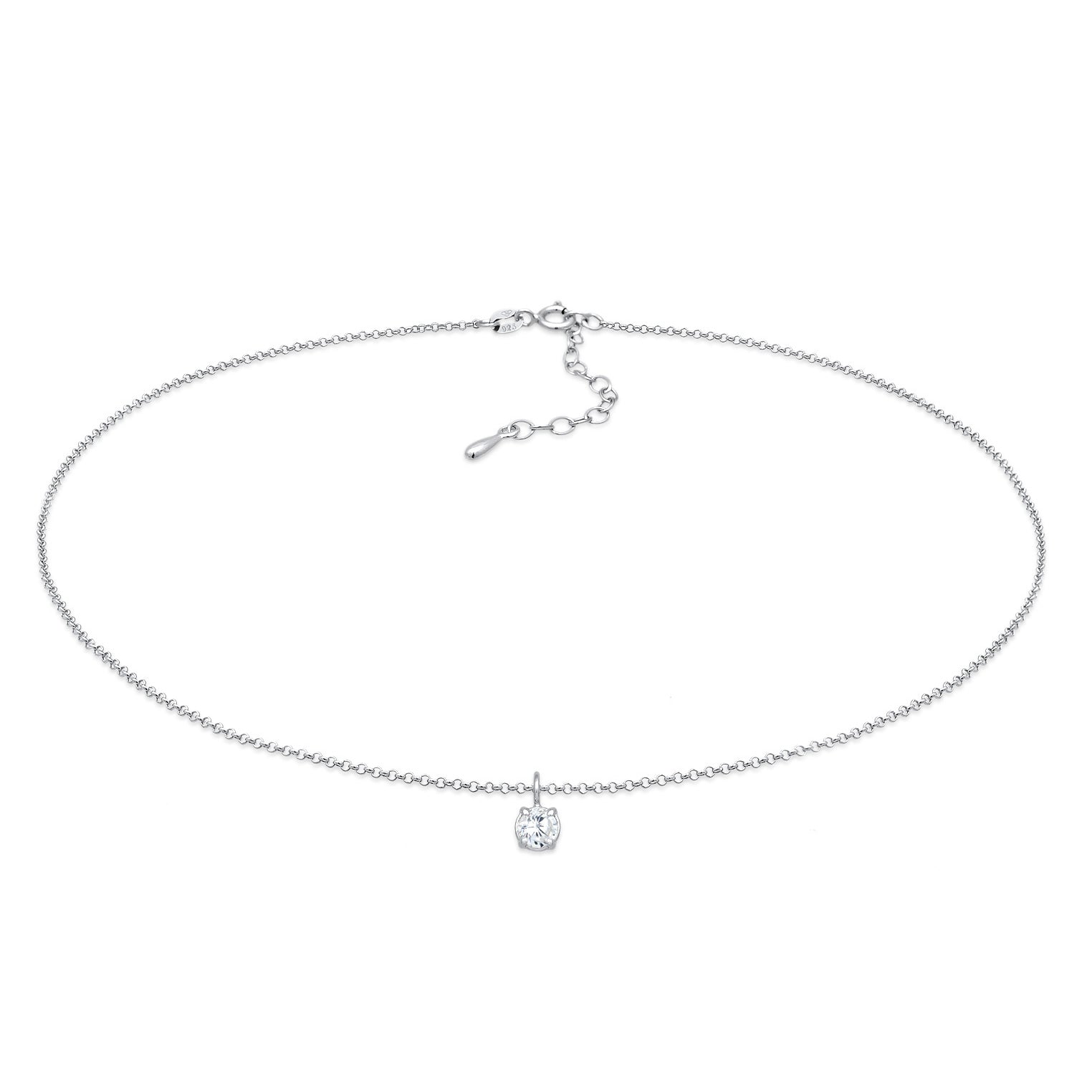 Weiß - Elli | Choker Solitär | Zirkonia (Weiß) | 925er Sterling Silber