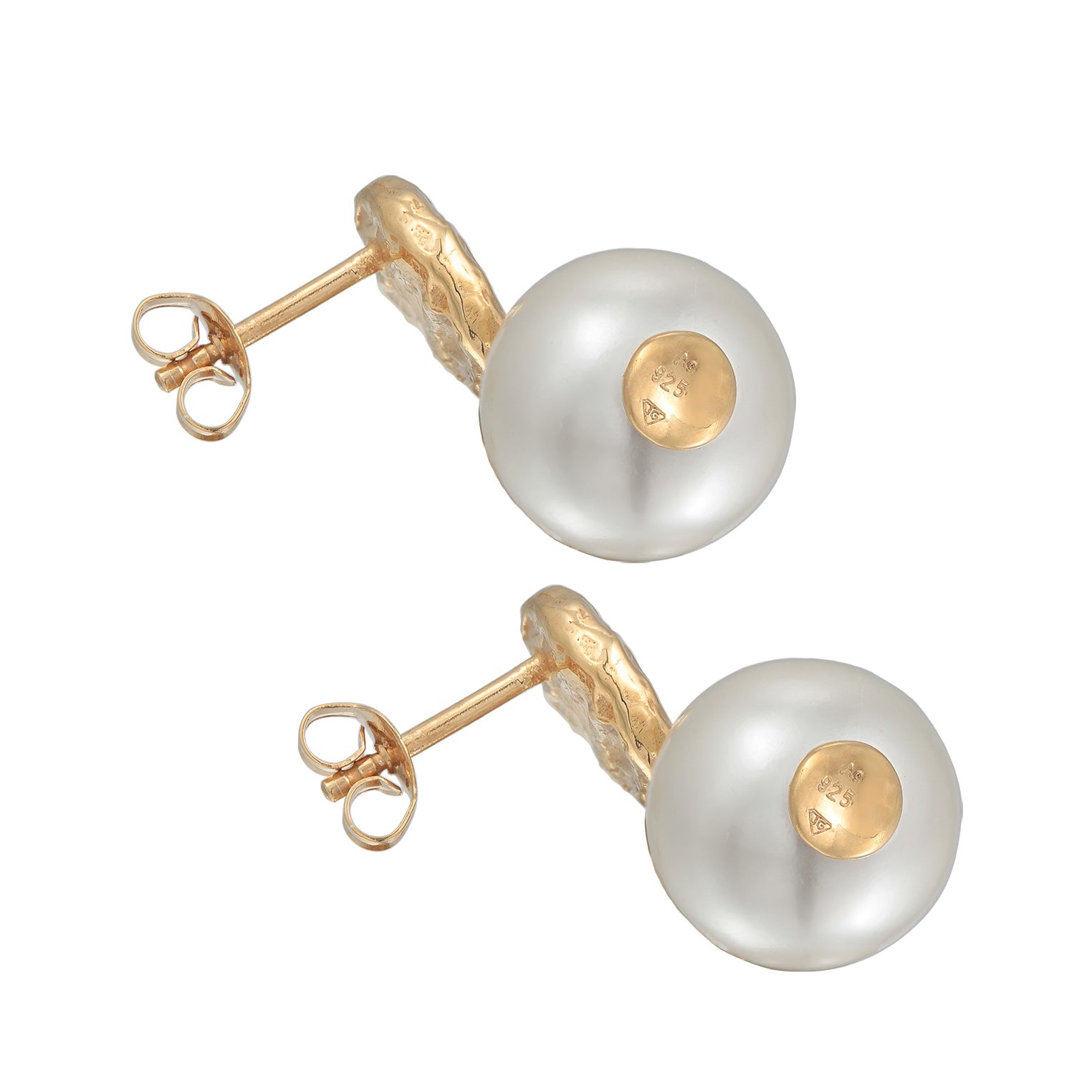Gold - Elli | Ohrhänger Organic | Muschelkernperlen | 925er Sterling Silber Vergoldet