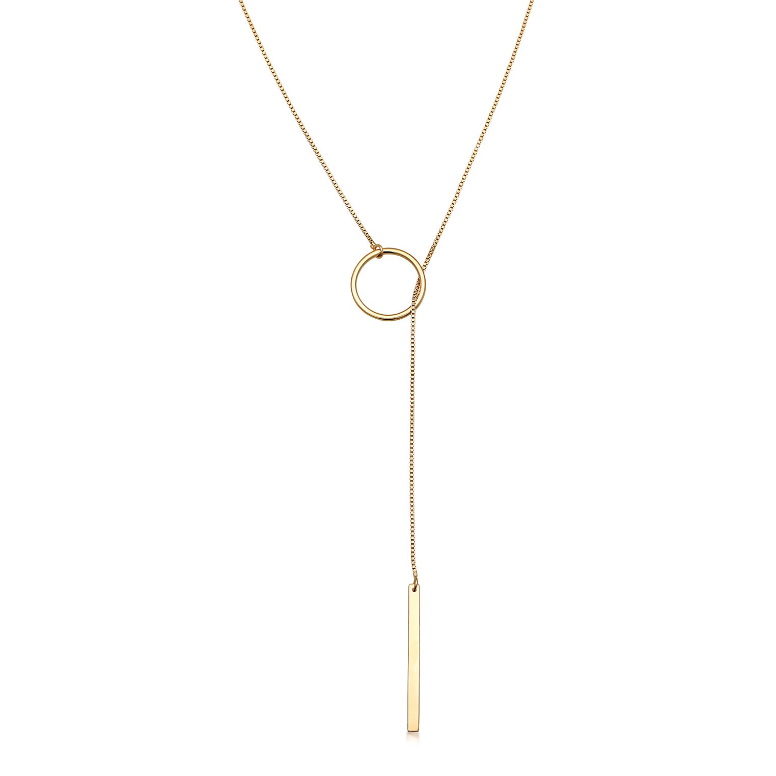 Gold - Elli | Y-Halskette Stab | 925er Sterling Silber Vergoldet