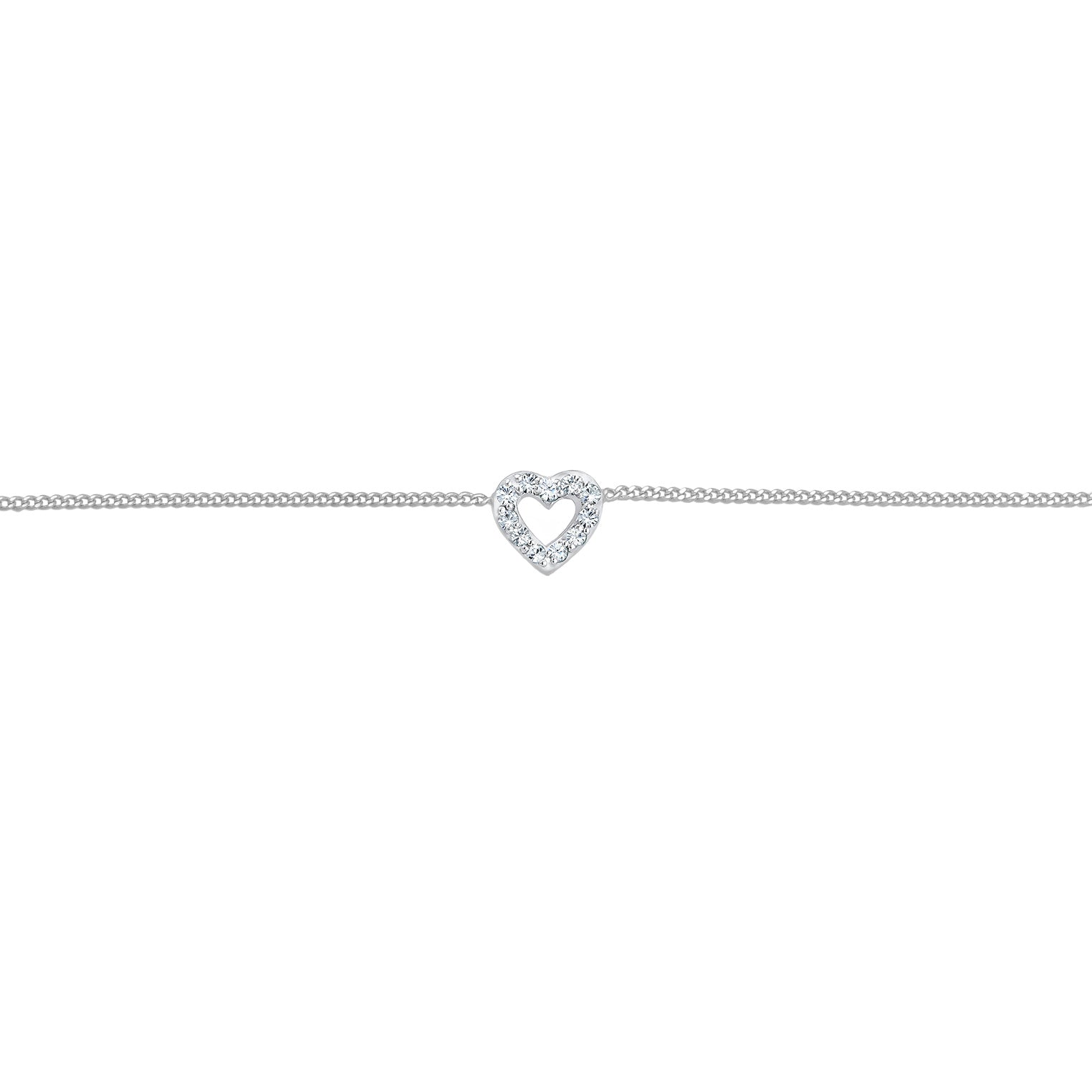 Silber - Elli | Choker Herz | Mit Kristallen von Swarovski® (Weiß) | 925er Sterling Silber